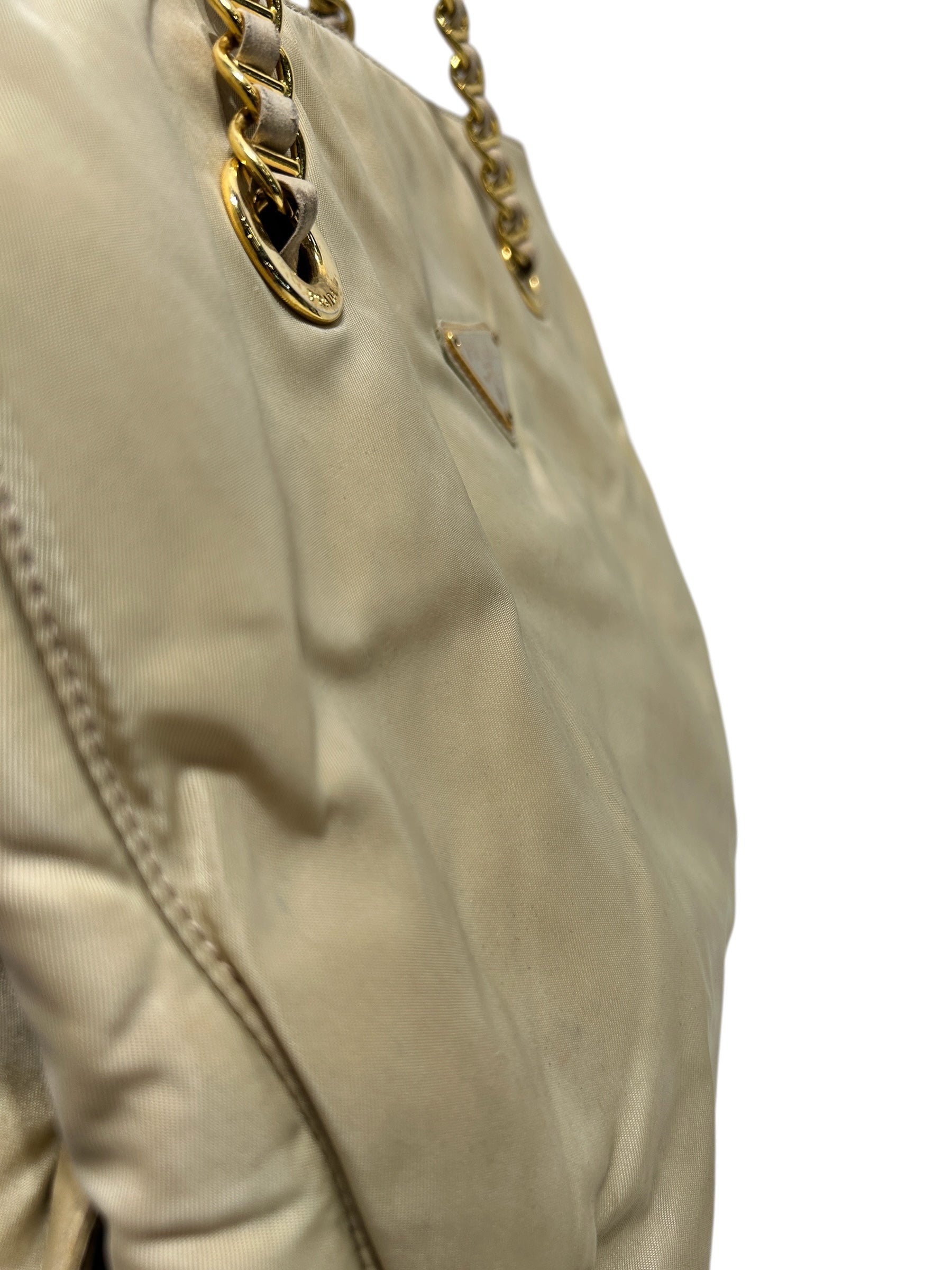 PRADA/Bag/Cotton/CRM/chain handels view 6