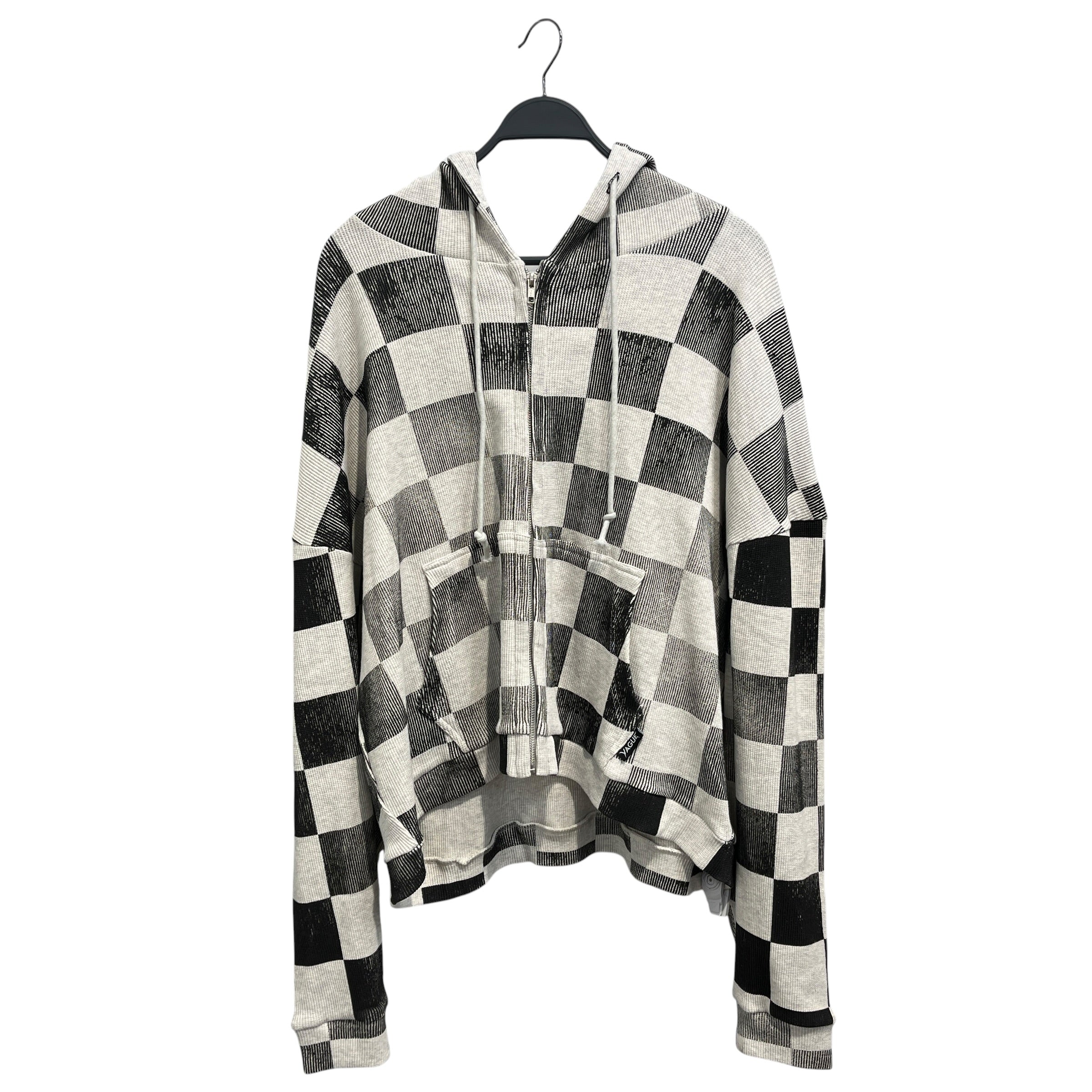 Vague Studios/Zip Up Hoodie/L/All Over Print/Cotton/WHT/Thermal checkered view 1
