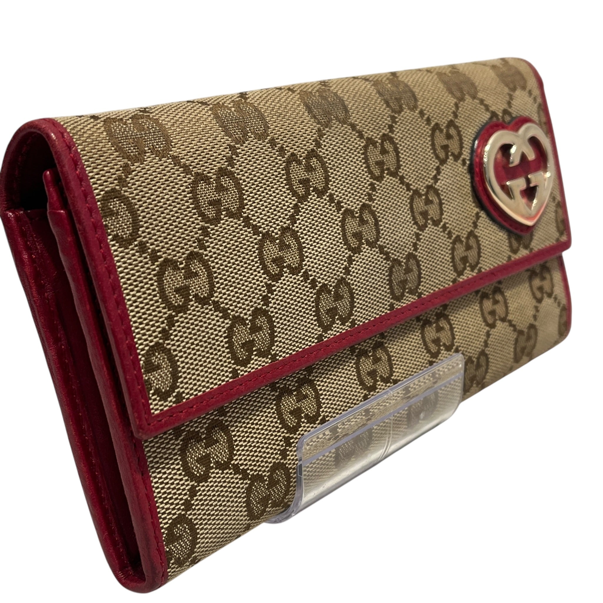 GUCCI/Wallet/Monogram/Leather/RED/heart view 6
