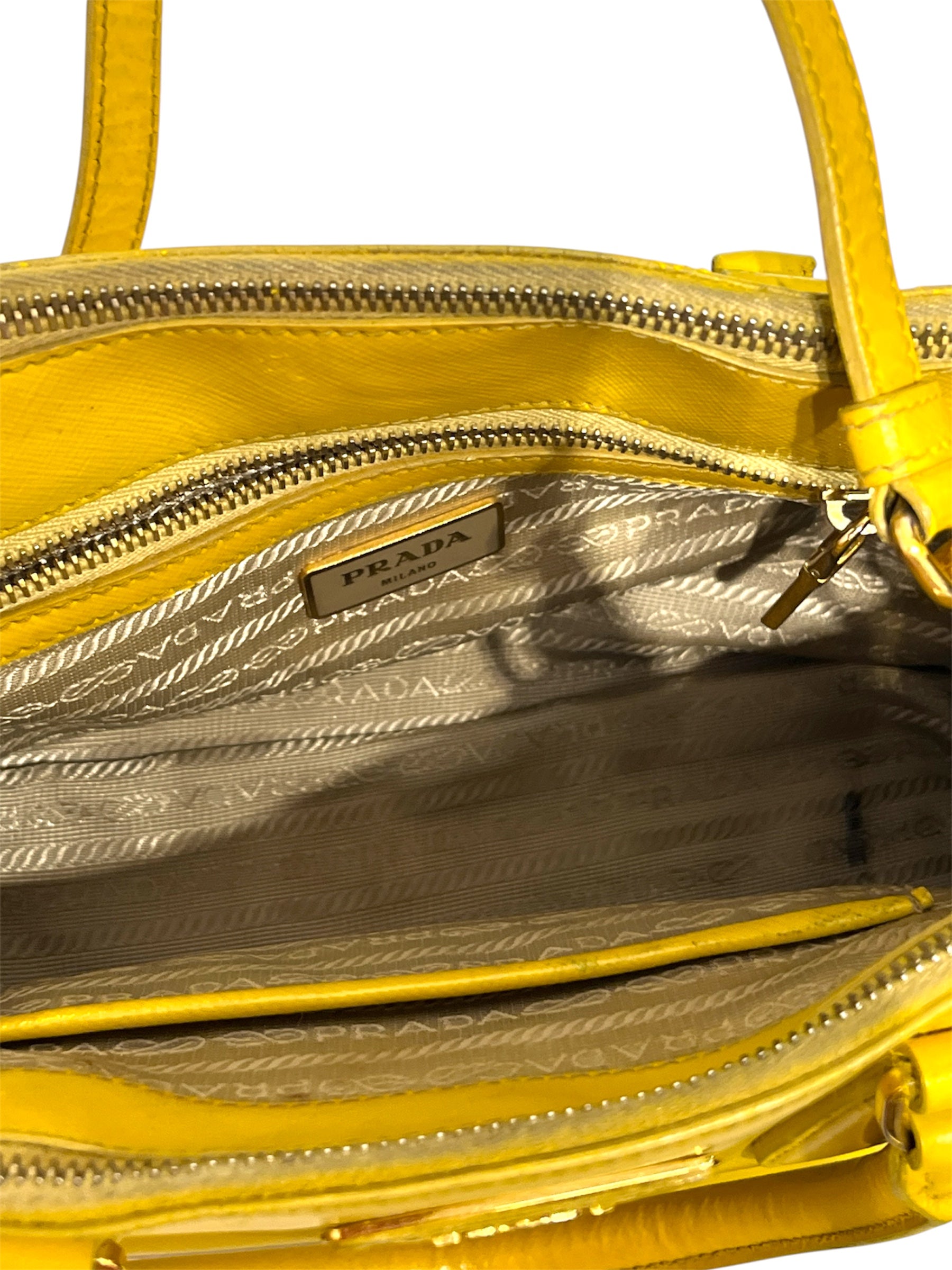 PRADA/Bag/Leather/YEL/prada yllw saffiano galleria view 6