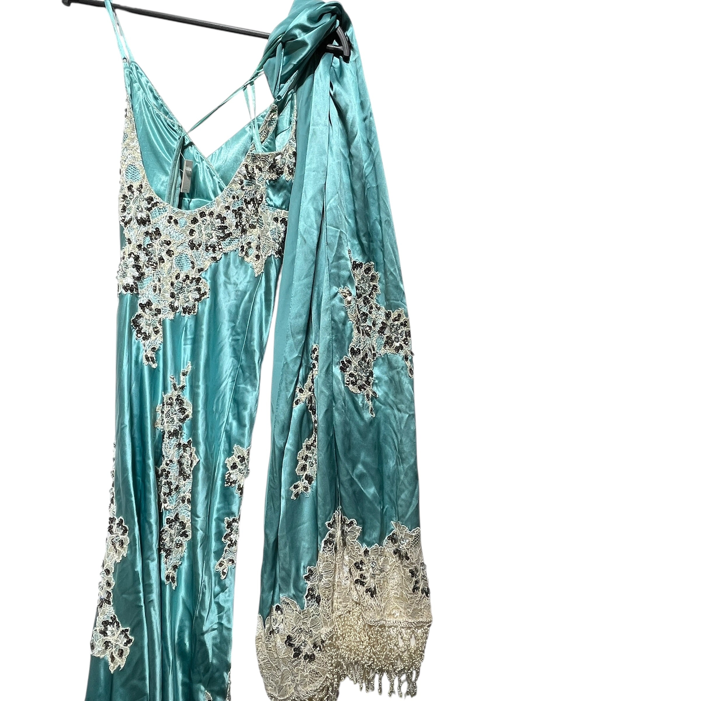 SUE WONG/SL Dress/6/Silk/BLU/Maxi Length/MATCHING SCARF BEADED view 3