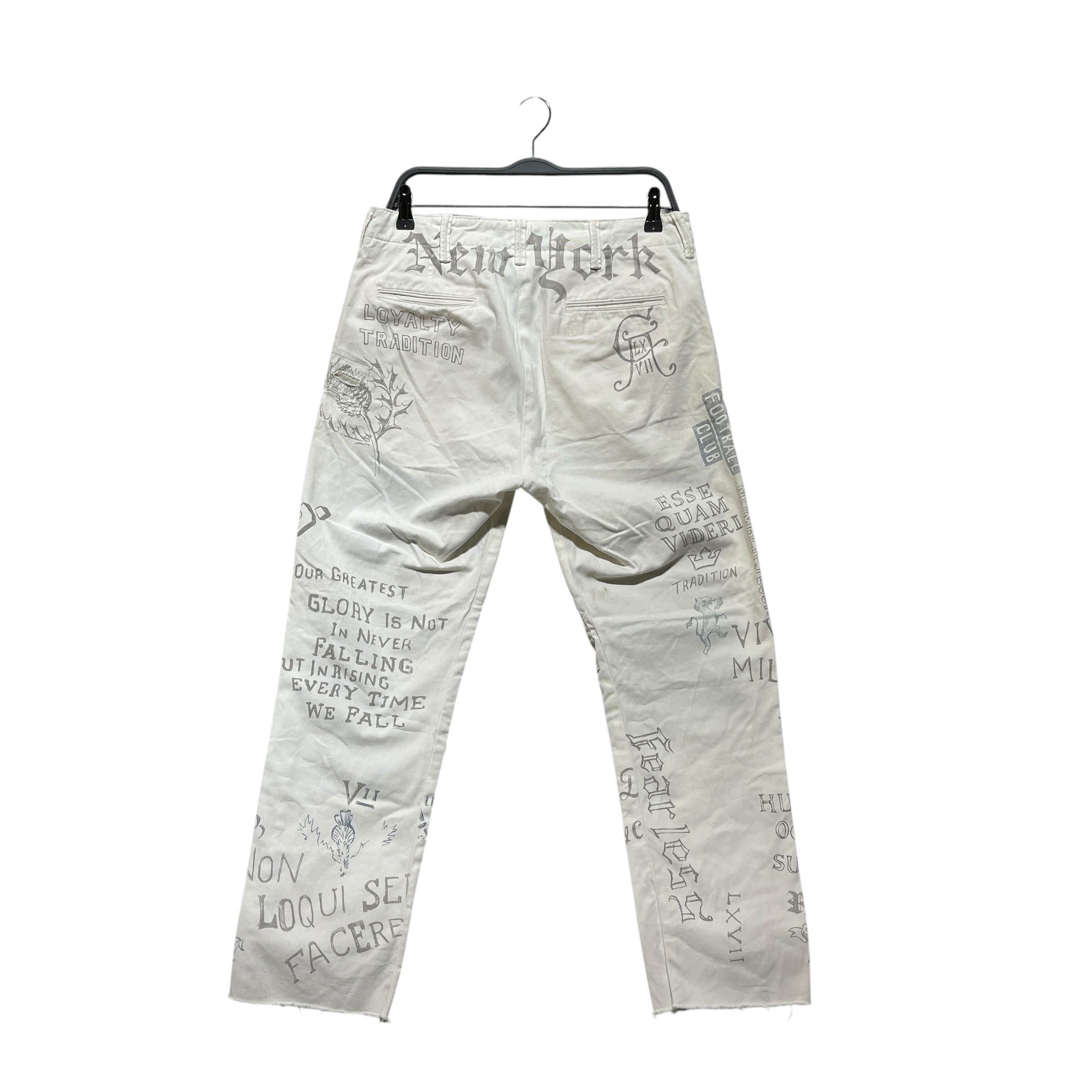 POLO RALPH LAUREN/Skinny Pants/30/Cotton/WHT/All Over Print/Repaired Graffiti Pants view 2
