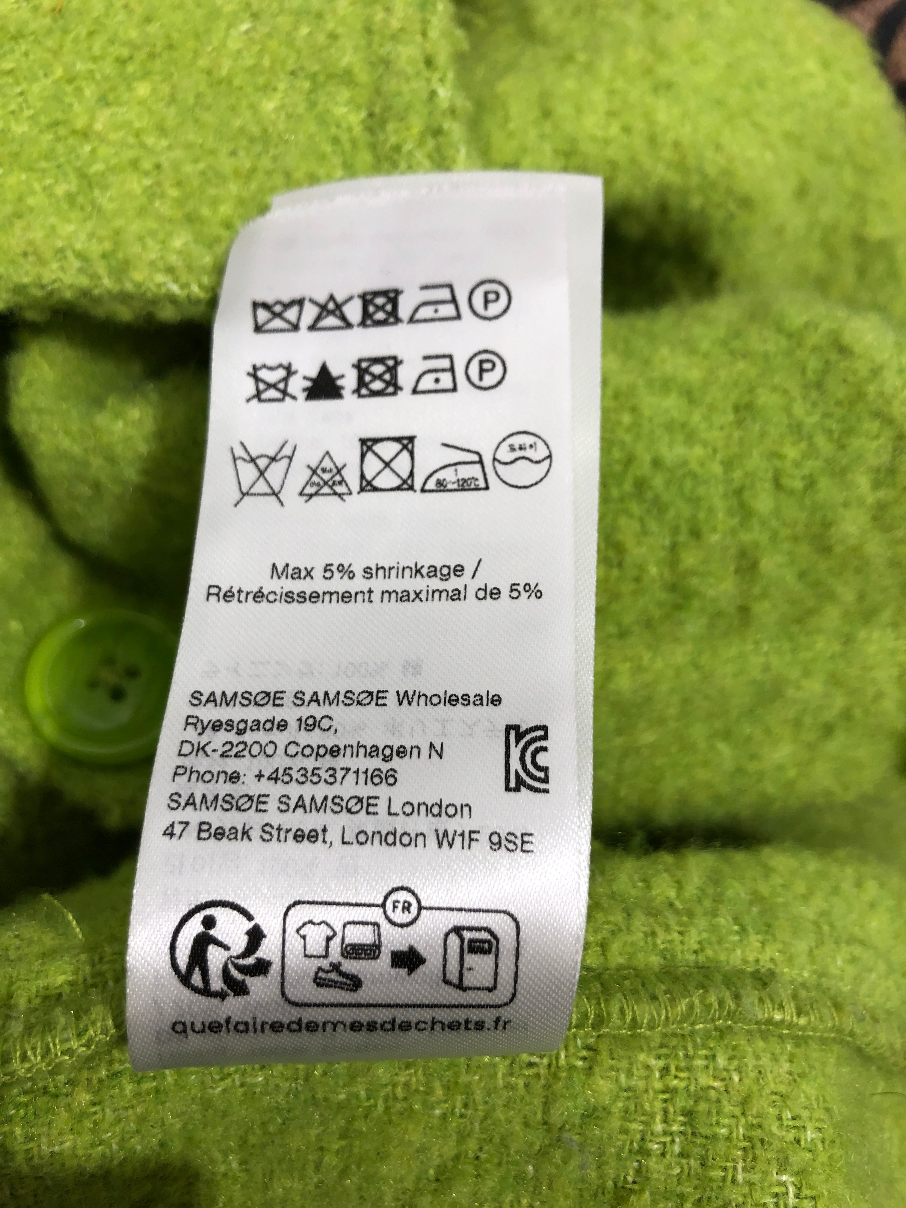 SAMSOE SAMSOE/Jacket/XS/Polyester/GRN/LIME GREEN WOOL BLEND view 5