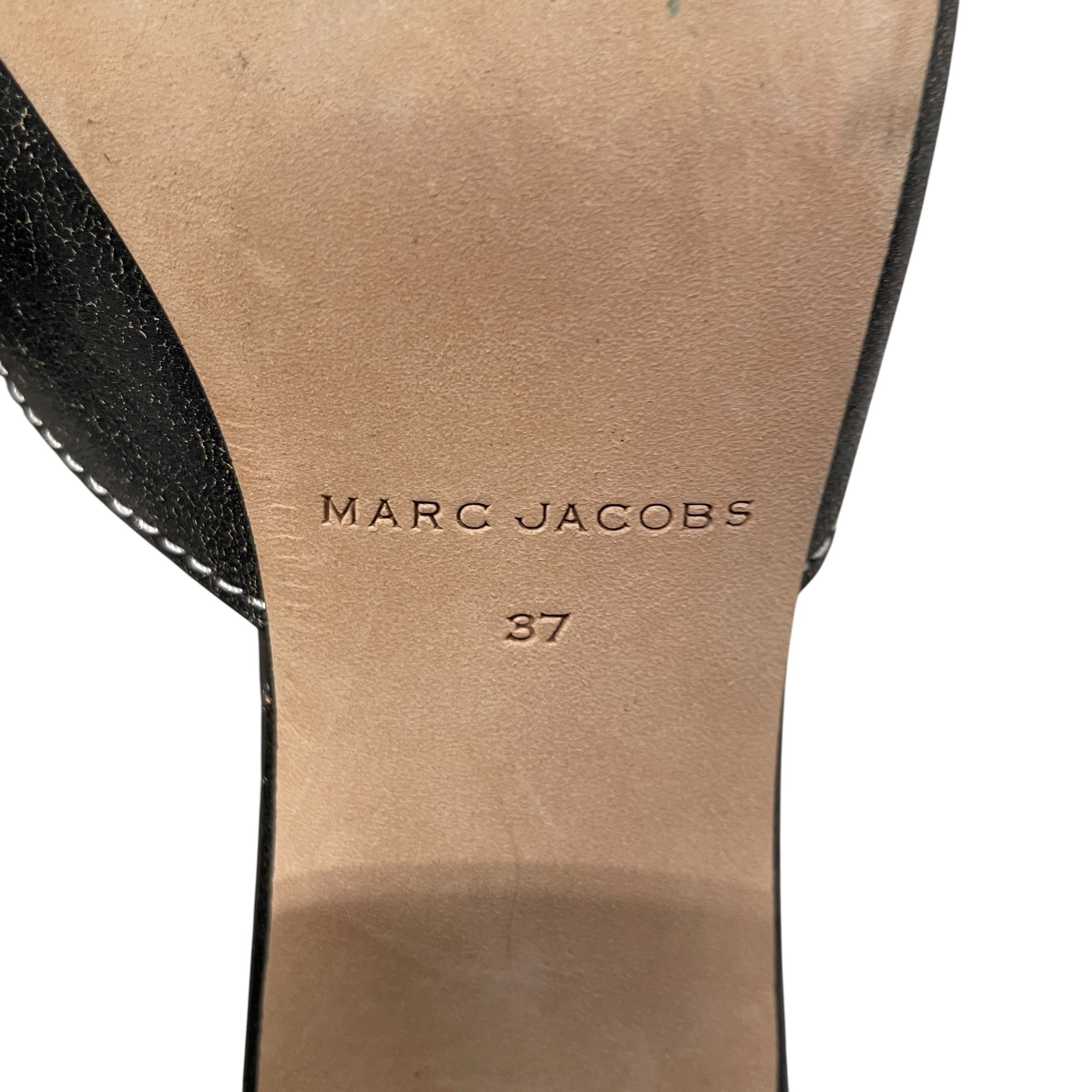 MARC JACOBS/Heels/EU 37/Leather/BLK/Open-Toe/CRACKED LEATHER/BUCKLE view 5