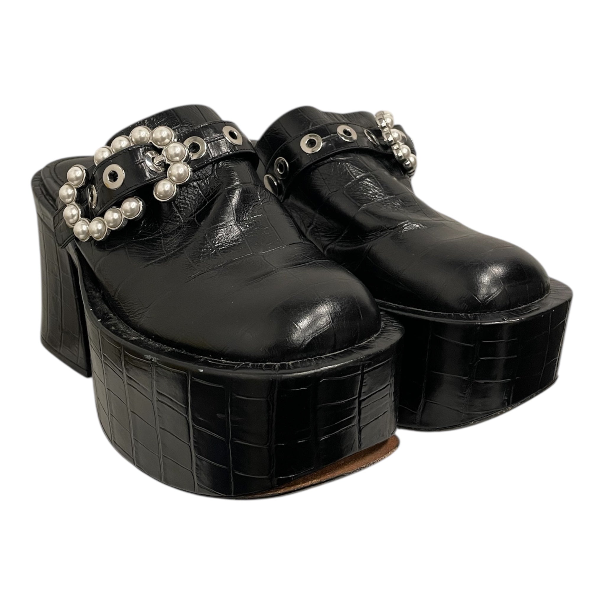 MARC JACOBS/Shoes/EU 39/Animal Pattern/Leather/BLK/CROC PRINT HEELED CLOGS PEARLS view 1