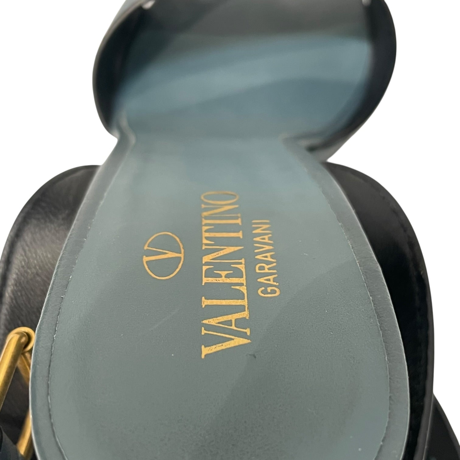 VALENTINO/Heels/EU 40/Leather/BLU/Ankle Strap/V Logo Block Heel view 3