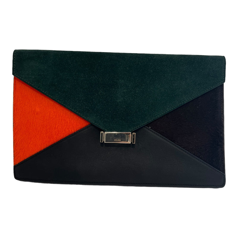CELINE/Clutch Bag/Leather/MLT/suede pony hair