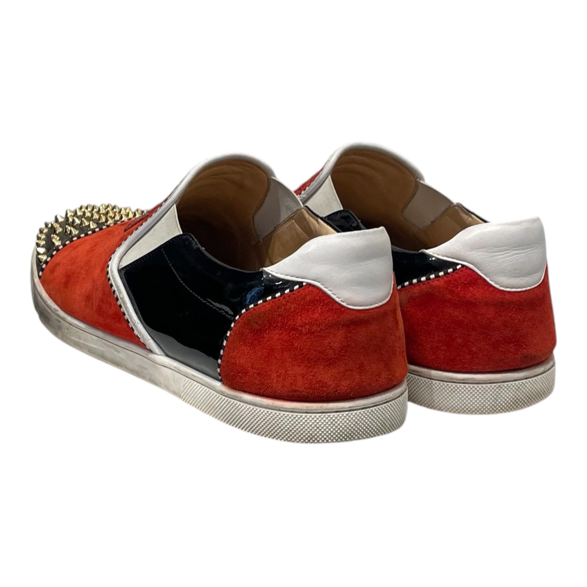 Christian Louboutin/Low-Sneakers/EU 46/Suede/RED/spiky toe slip ons mom dad view 2