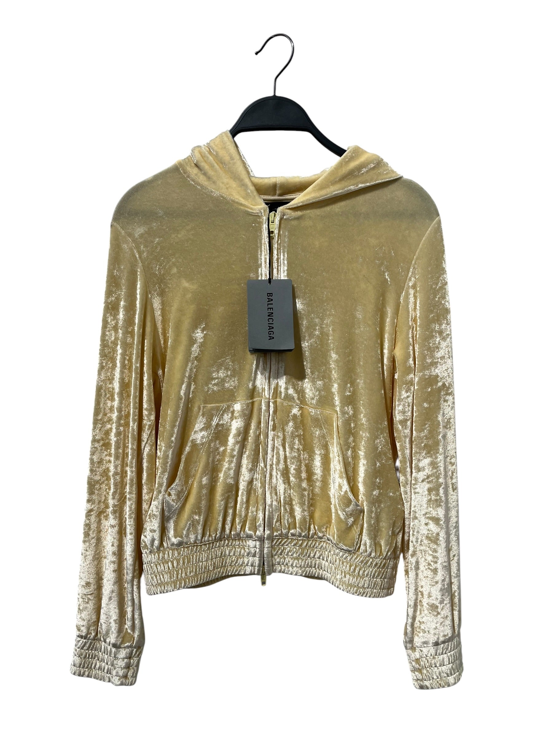 BALENCIAGA/Zip Up Hoodie/S/Velour/YEL/BB LOGO VELOUR ZIP view 1