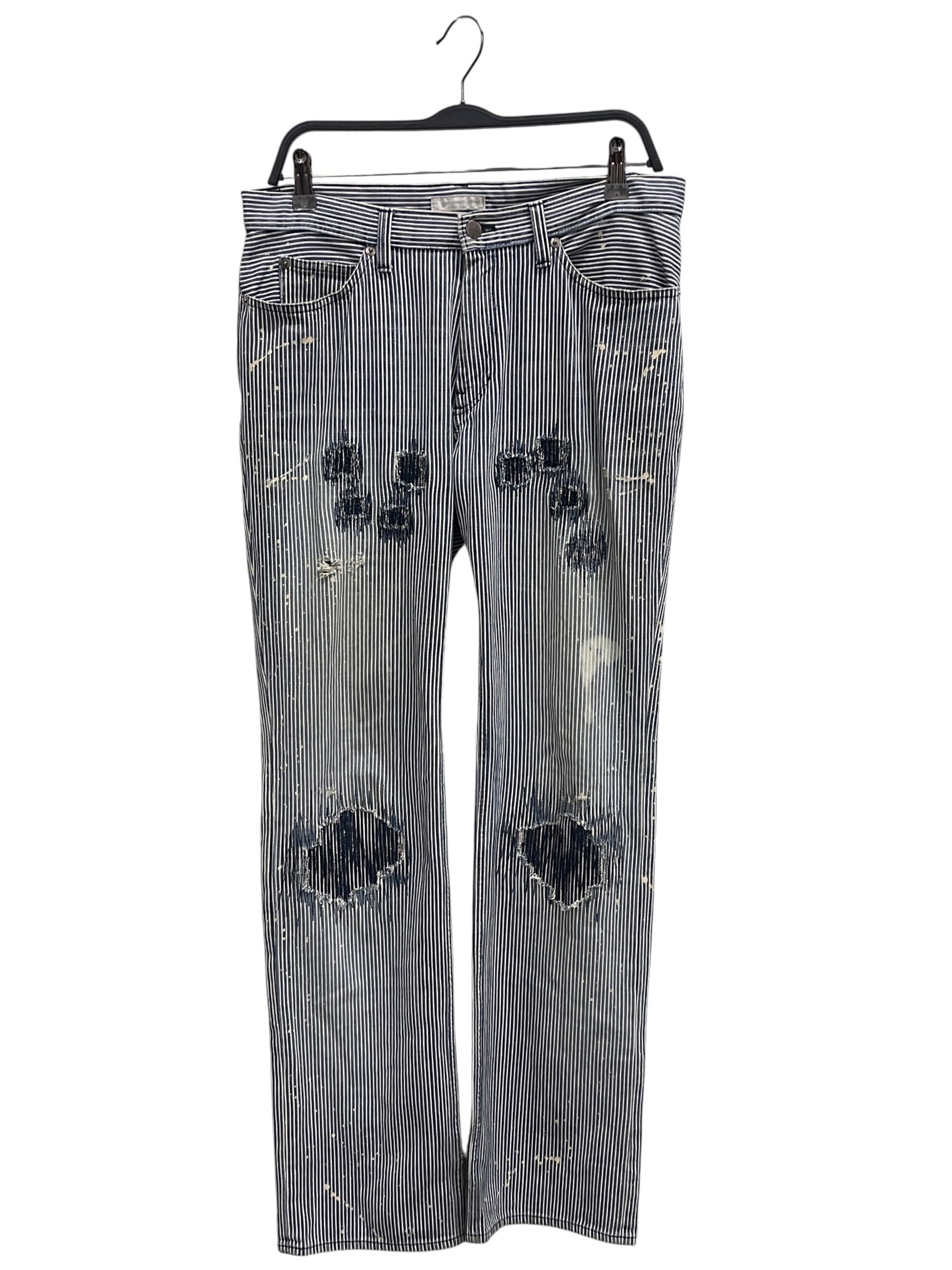 NUMBER (N)INE/Straight Pants/4/Denim/BLU/Stripe/STRIPES/DISTRESSMENTS&PAINT view 1