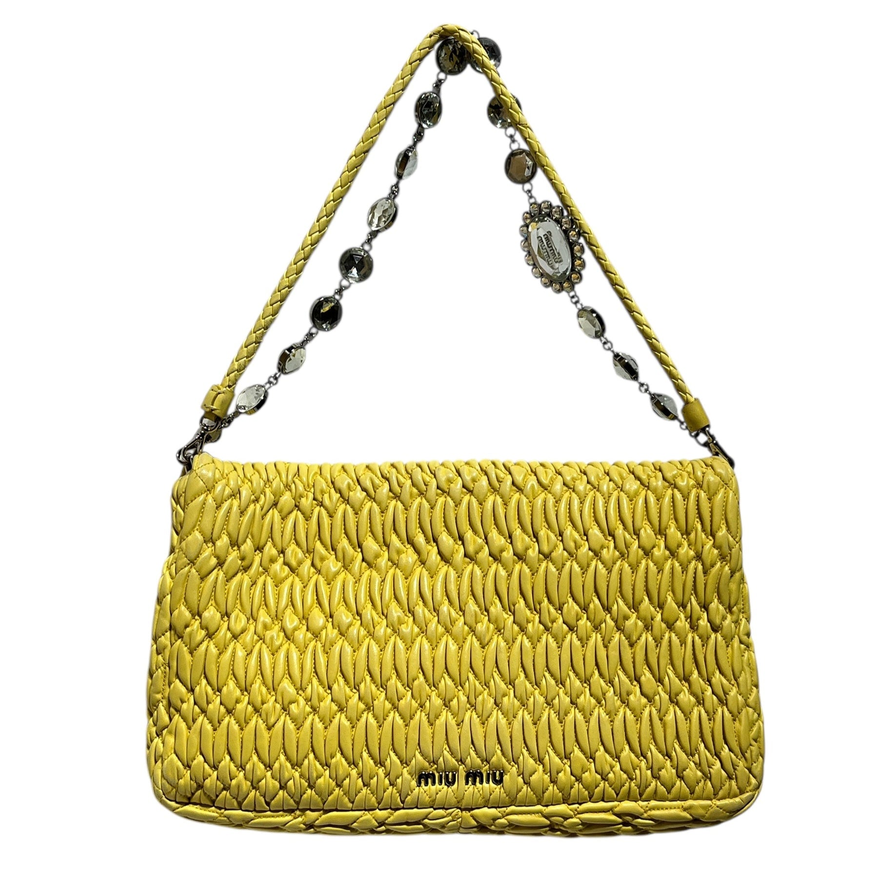 MIU MIU/Hand Bag/Leather/YEL/MATELASSE CRYSTAL FLAP view 2
