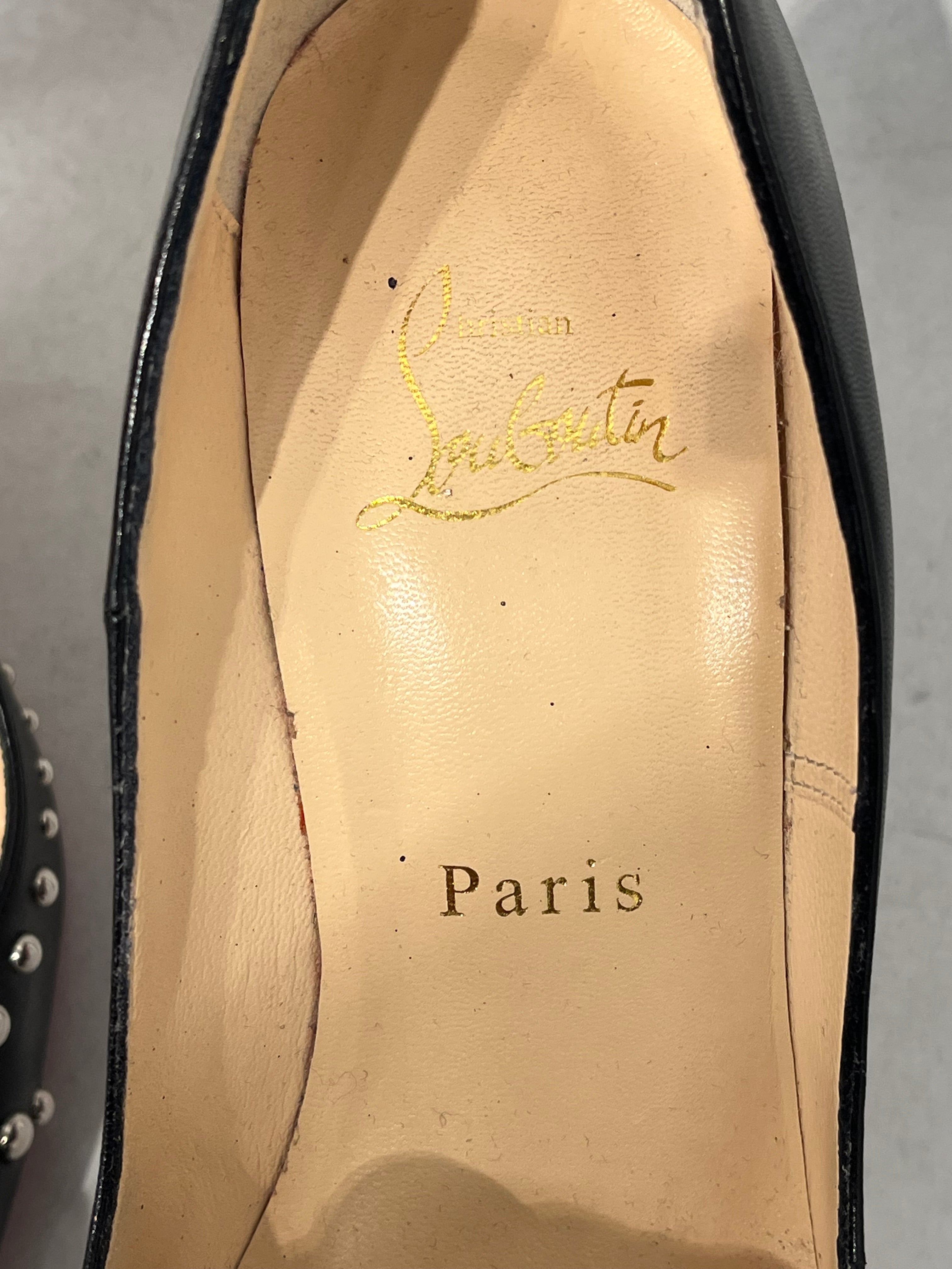 Christian Louboutin/Heels/EU 37/Leather/BLK/DOOR KNOCK PUMPS RED BOTTOMS view 6