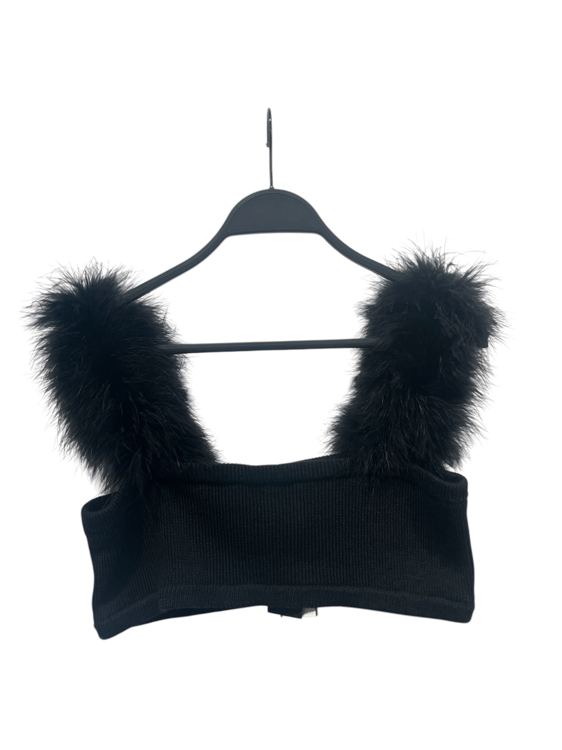 Magda Butrym /Blouse/40/Wool/BLK/Feather Trimmed wool blend view 1