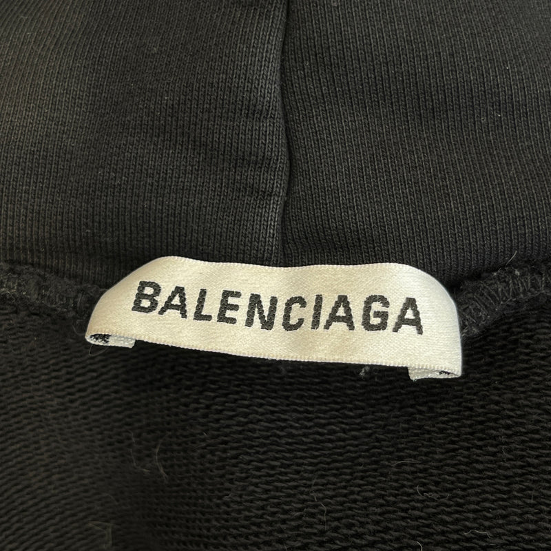 BALENCIAGA/Zip Up Hoodie/M/Graphic/Cotton/BLK/Mastercard Logo Hoodie