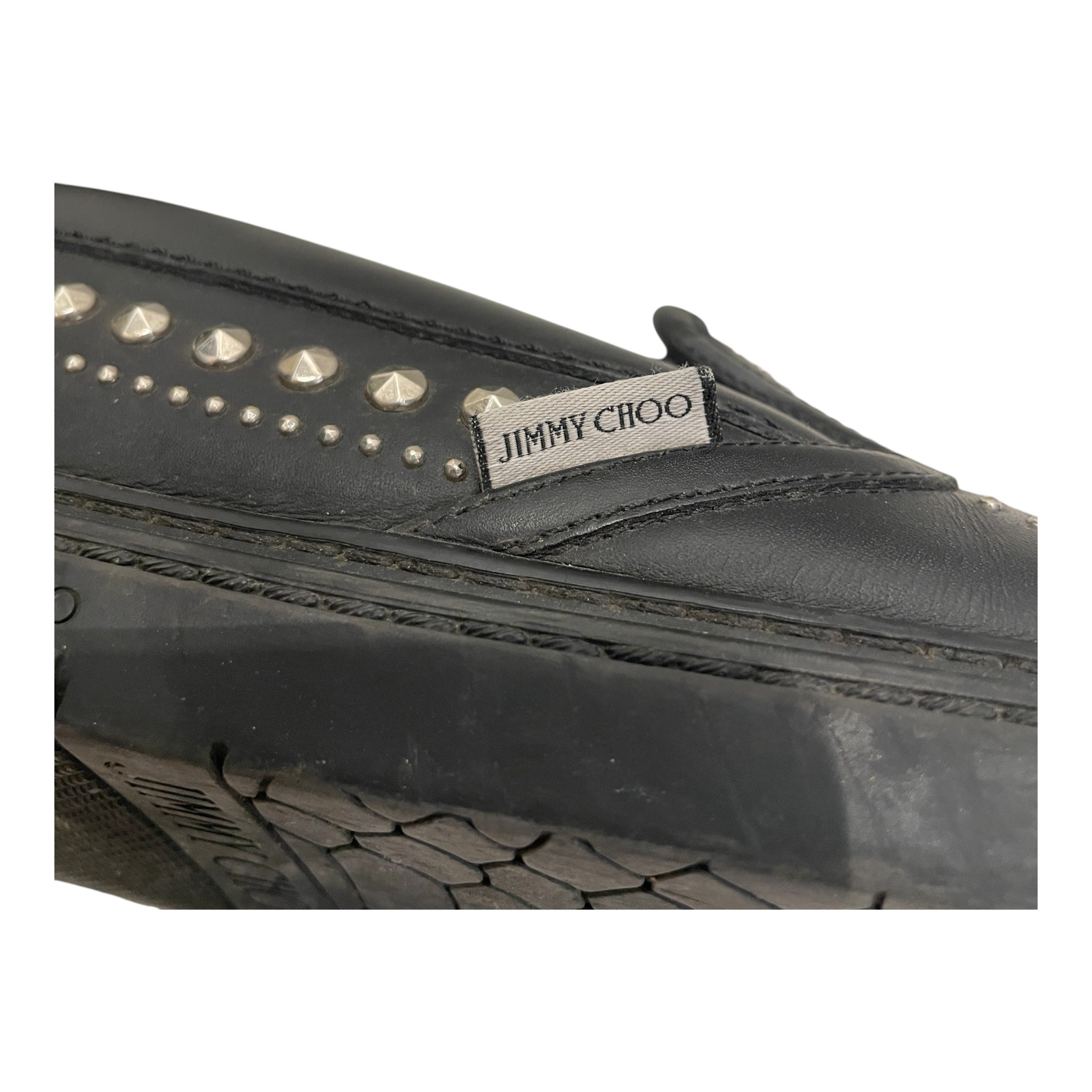 JIMMY CHOO/Low-Sneakers/EU 42/Leather/BLK/STUDDED SLIP ONS view 6