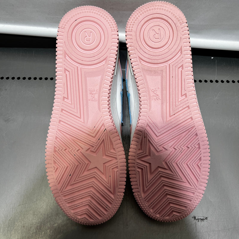 BAPE STA!/Low-Sneakers/US 9/Leather/PNK/PASTEL PINK/BLUE