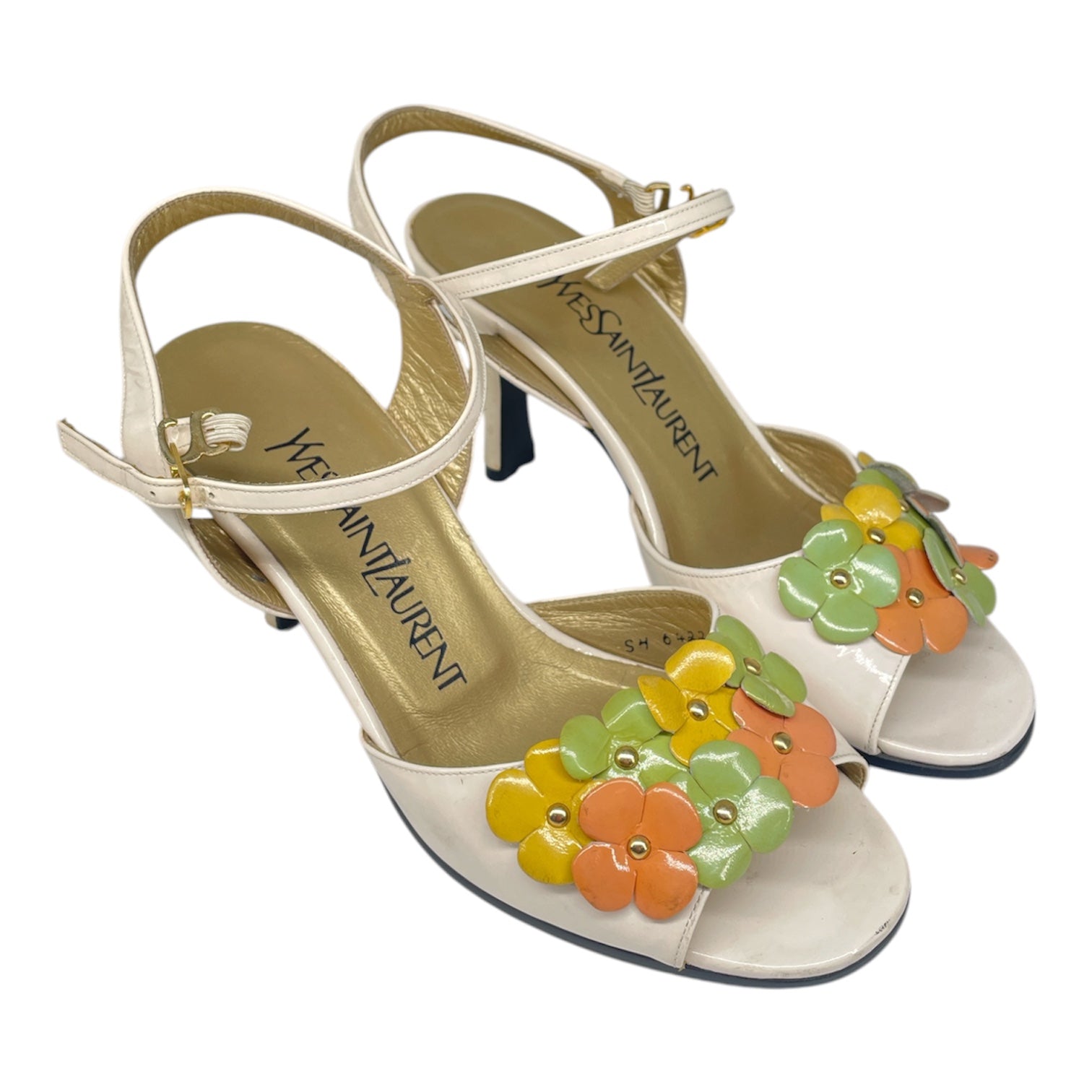 YVES SAINT LAURENT/Heels/EU 34.5/BEG/flowers view 1
