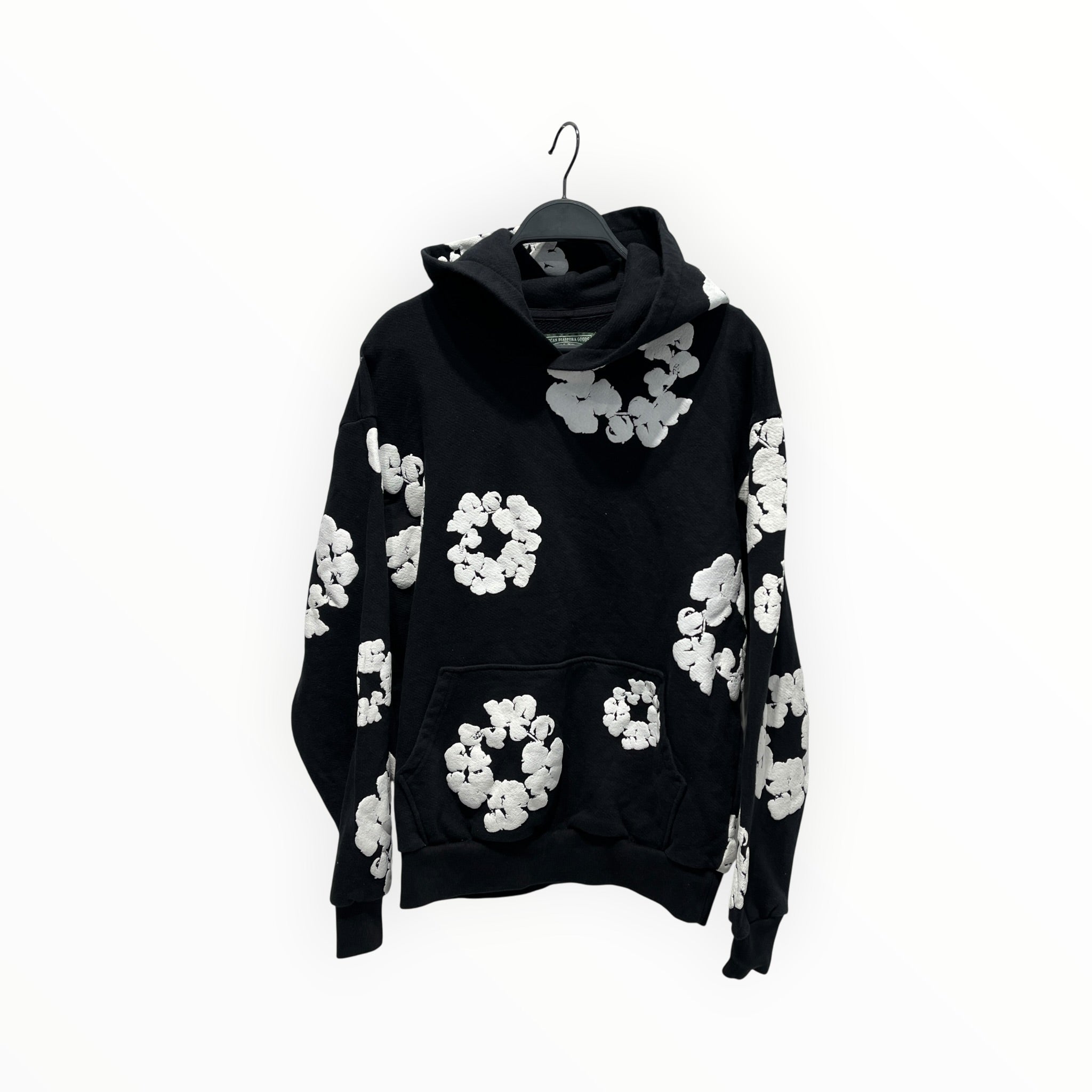 DENIM TEARS/Hoodie/L/Cotton/BLK/white flowers view 1