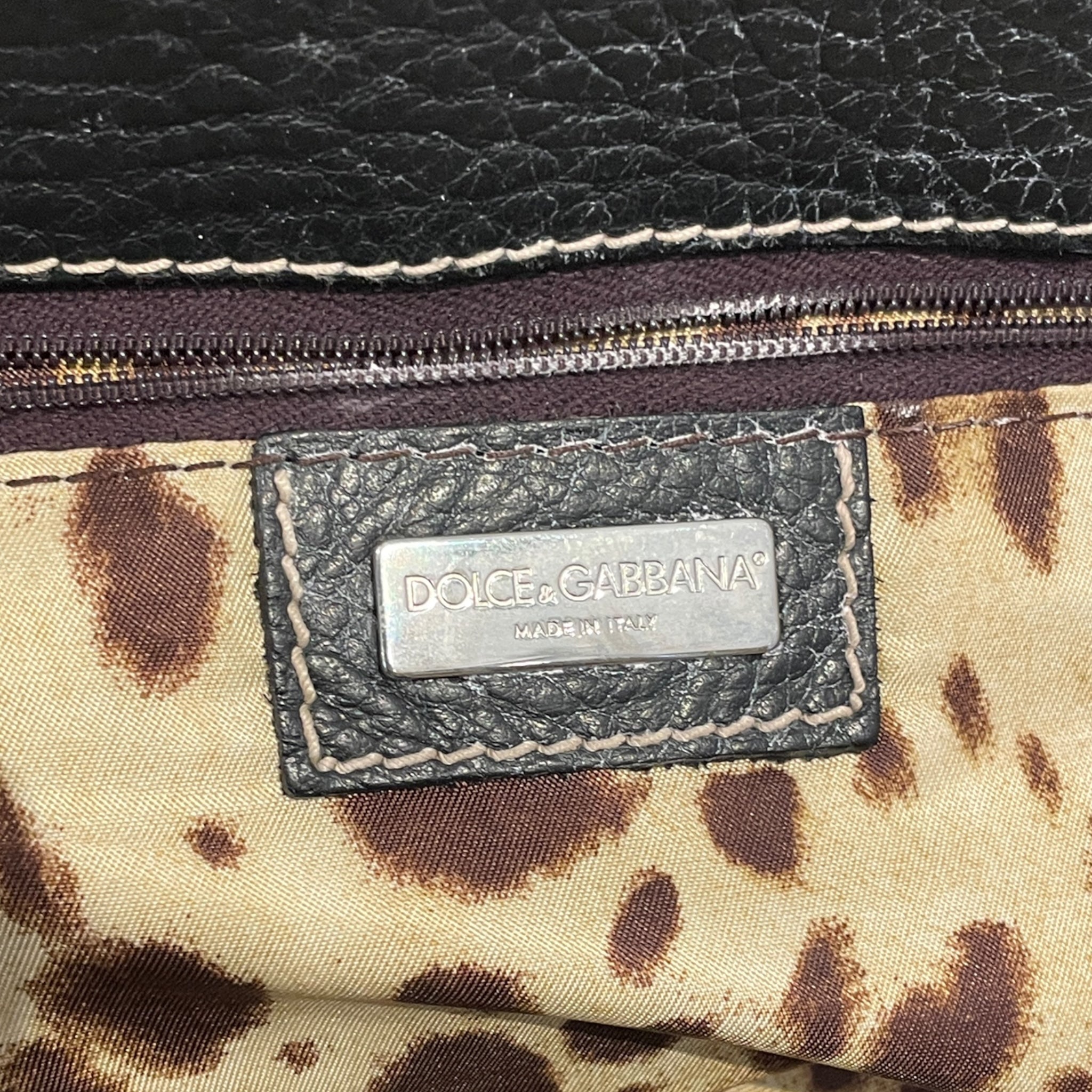 DOLCE&GABBANA/Hand Bag/Leather/BLK/Silver Stud Lined Bag view 5