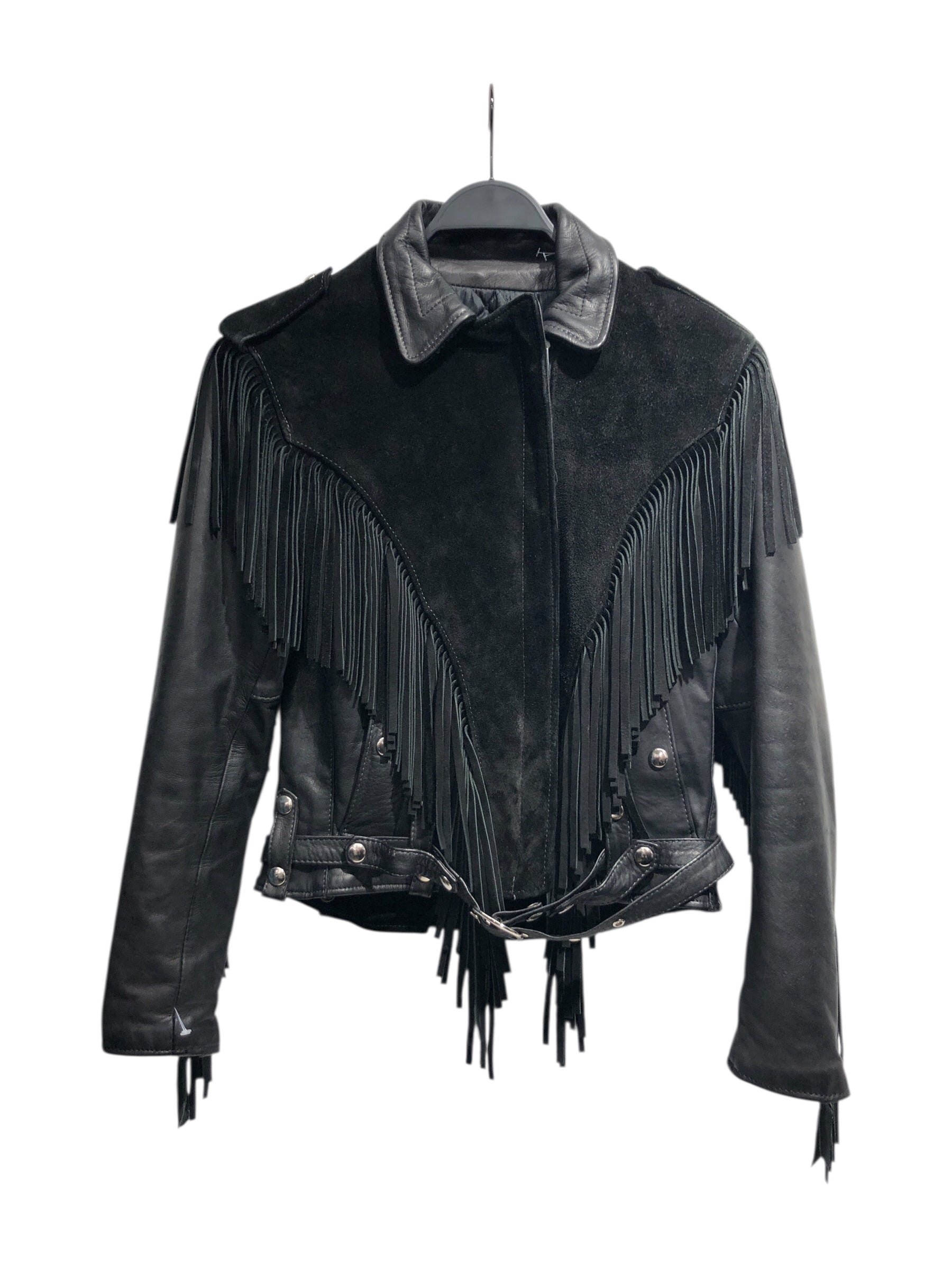 kelly's leather/Vintage/Leather Jkt/6/Leather/BLK/fringe leather jacket view 1