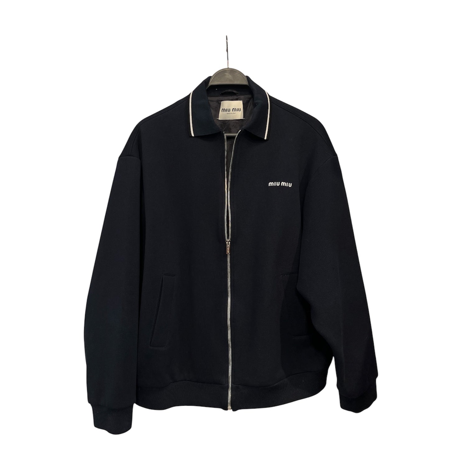 MIU MIU/Zip Up Hoodie/40/Cotton/NVY/PIQUET BLEND BLOUSON view 1
