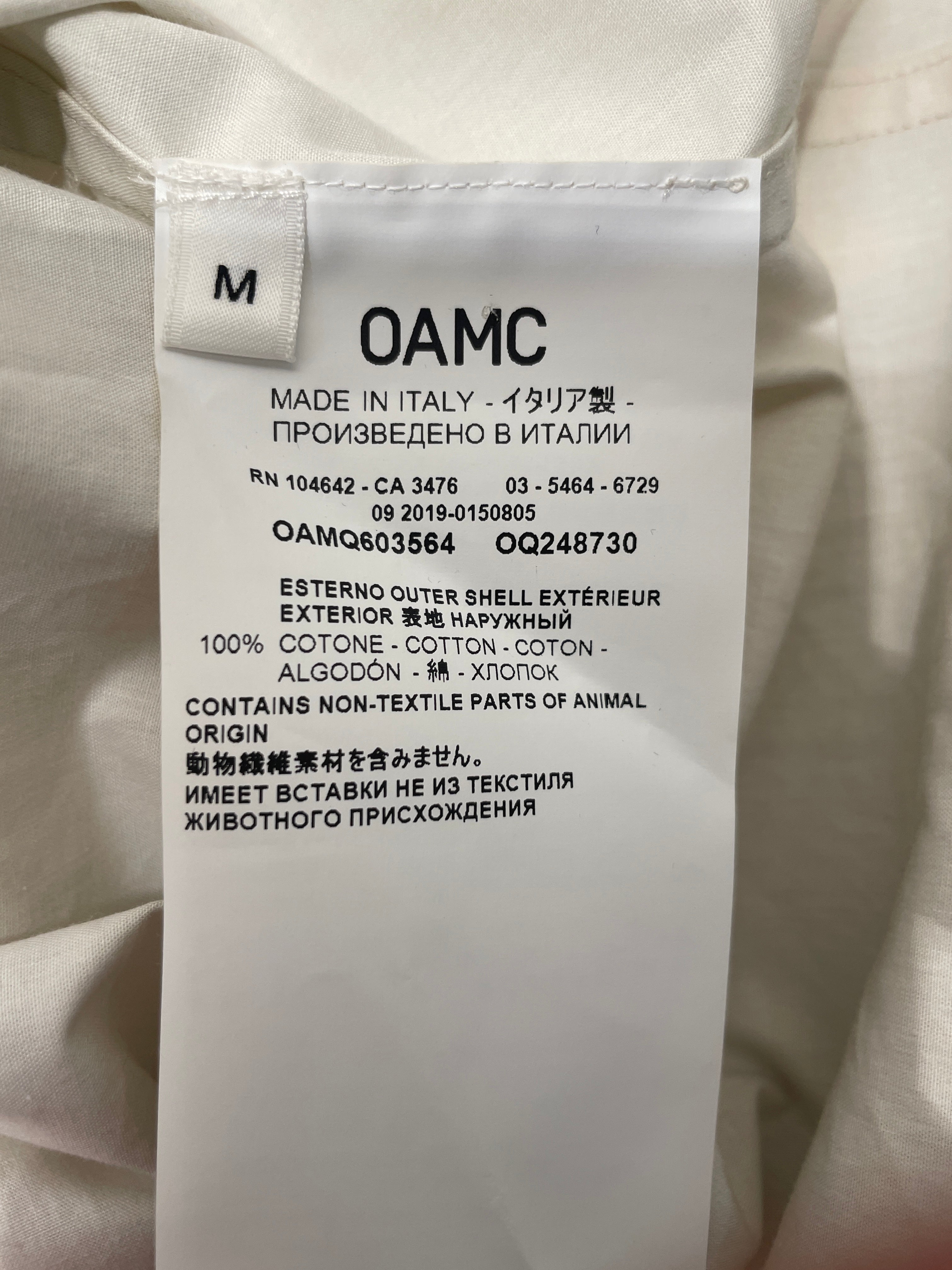OAMC(OVER ALL MASTER CLOTH)/LS Shirt/M/Cotton/WHT/ view 3