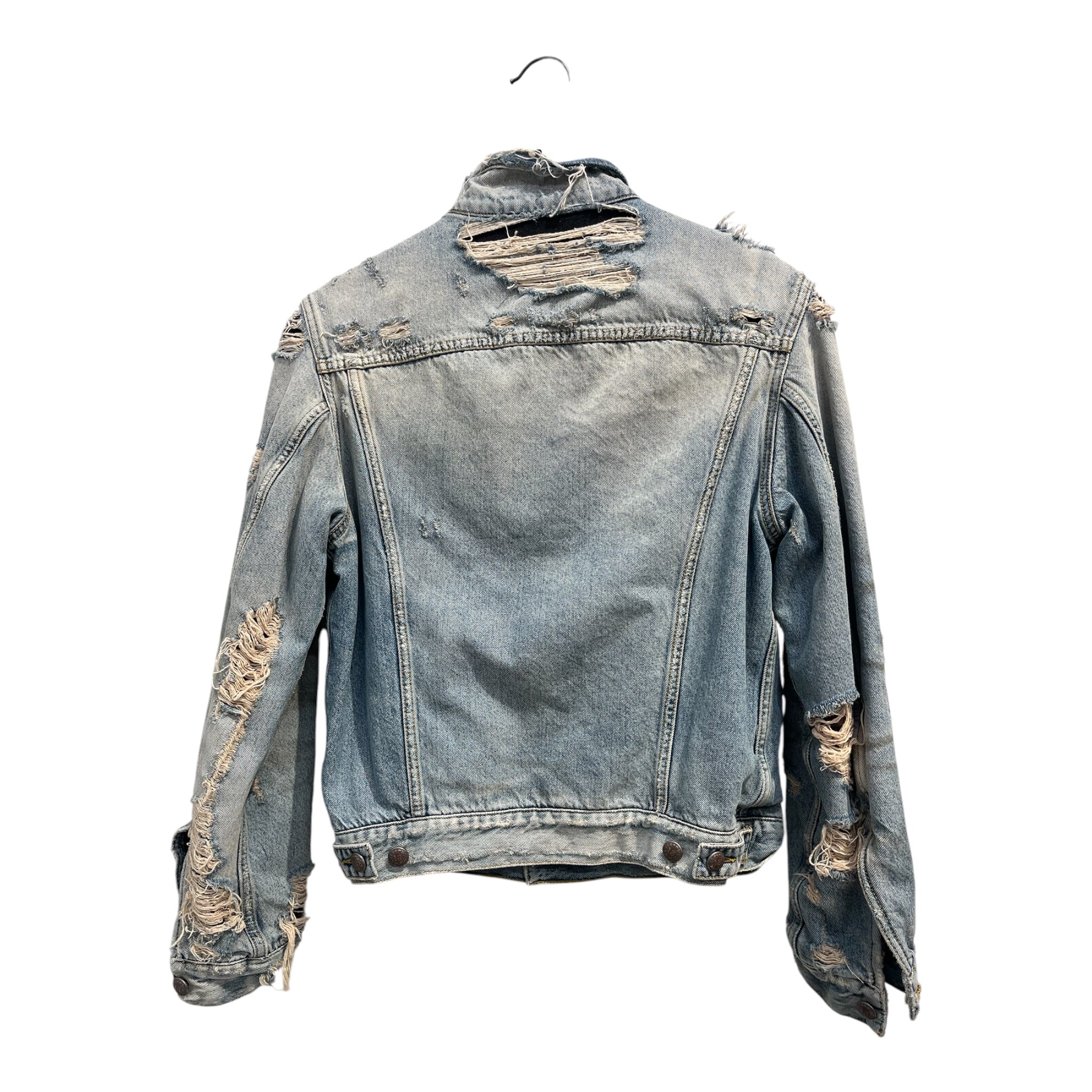 R13/Denim Jkt/S/Cotton/IDG/heavy distress stripe interior view 2