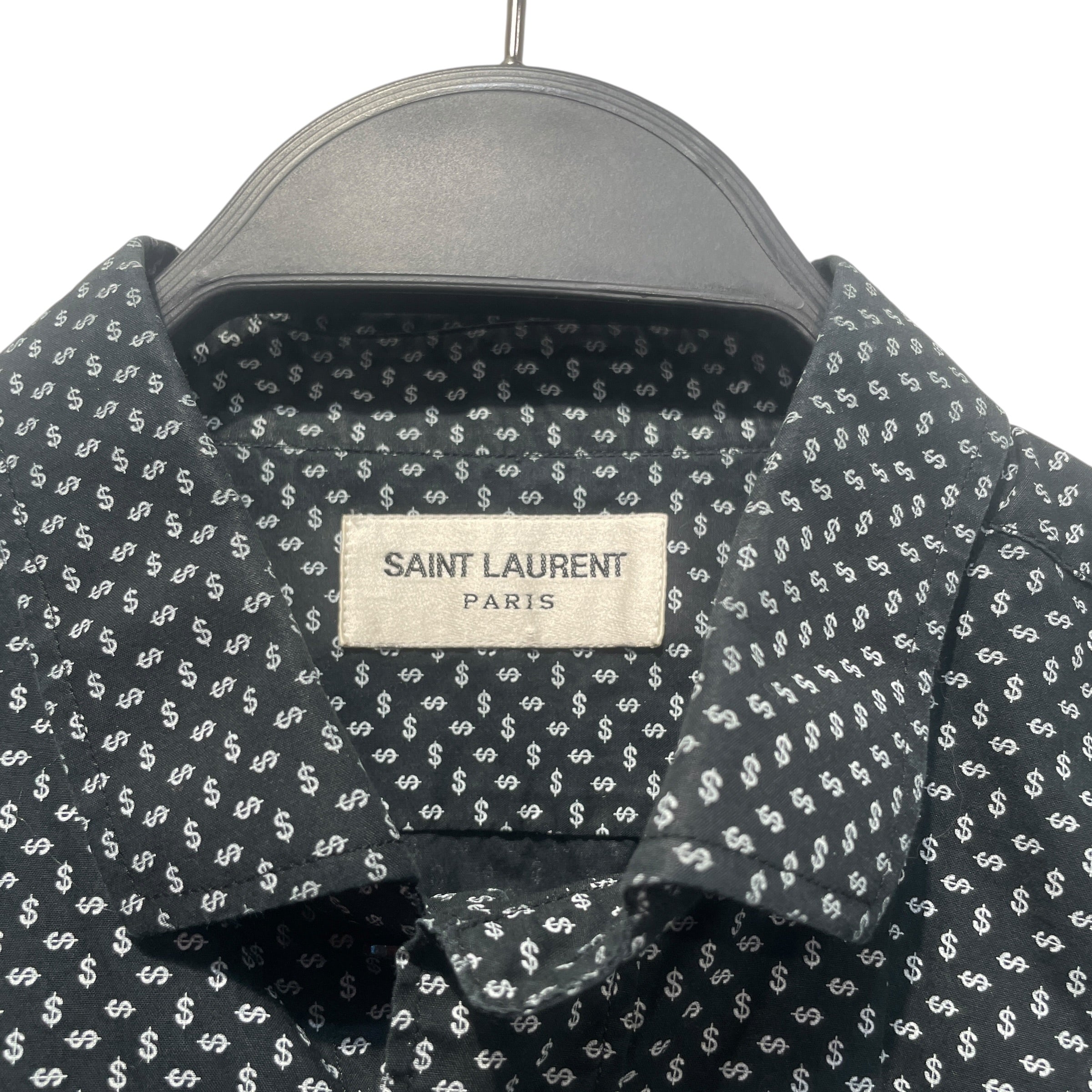 SAINT LAURENT/LS Shirt/37/Cotton/BLK/All Over Print/Dollar Sign Button Up view 3