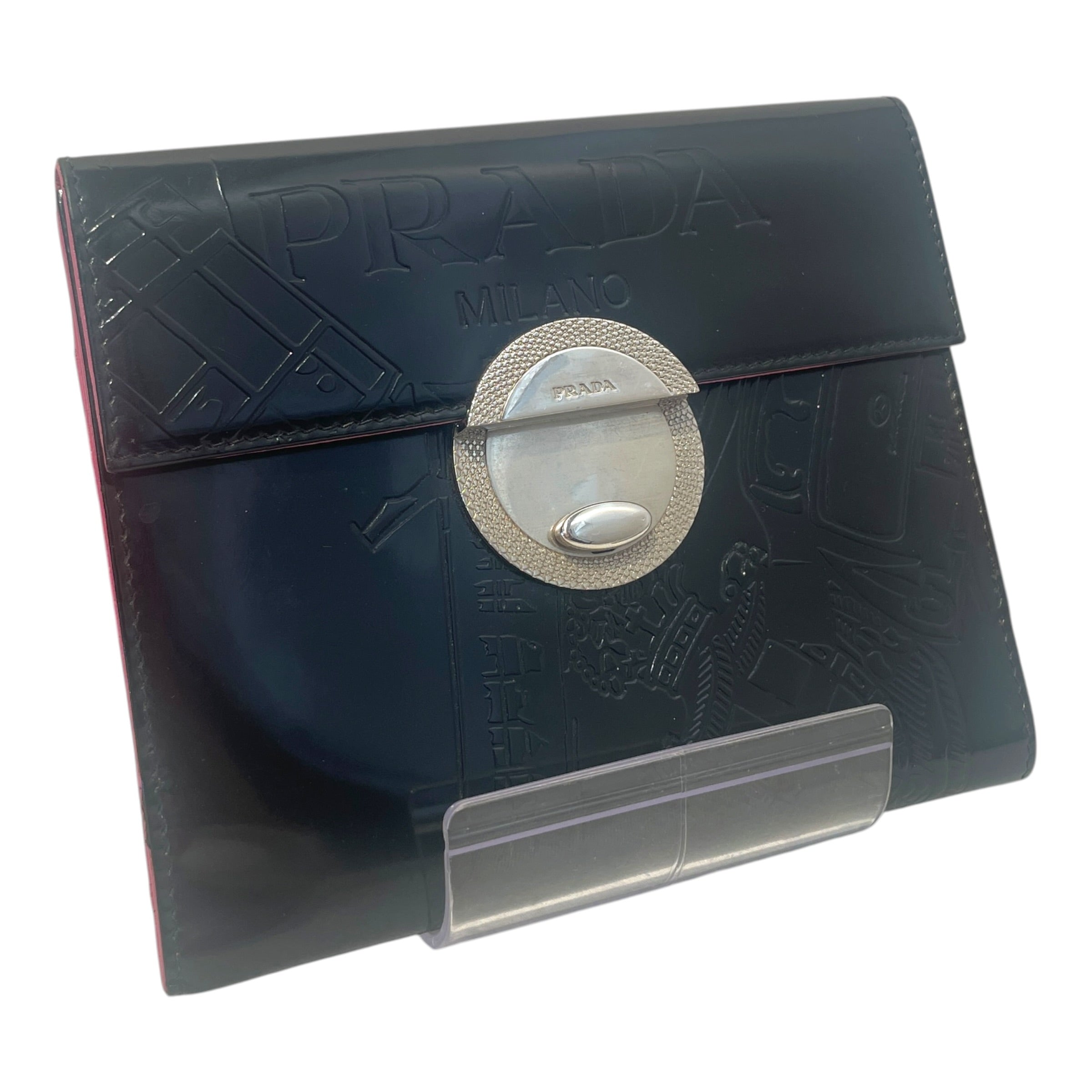 PRADA/Wallet/Graphic/Leather/BLK/L's/Spazzolato Turn-Lock Flap view 1