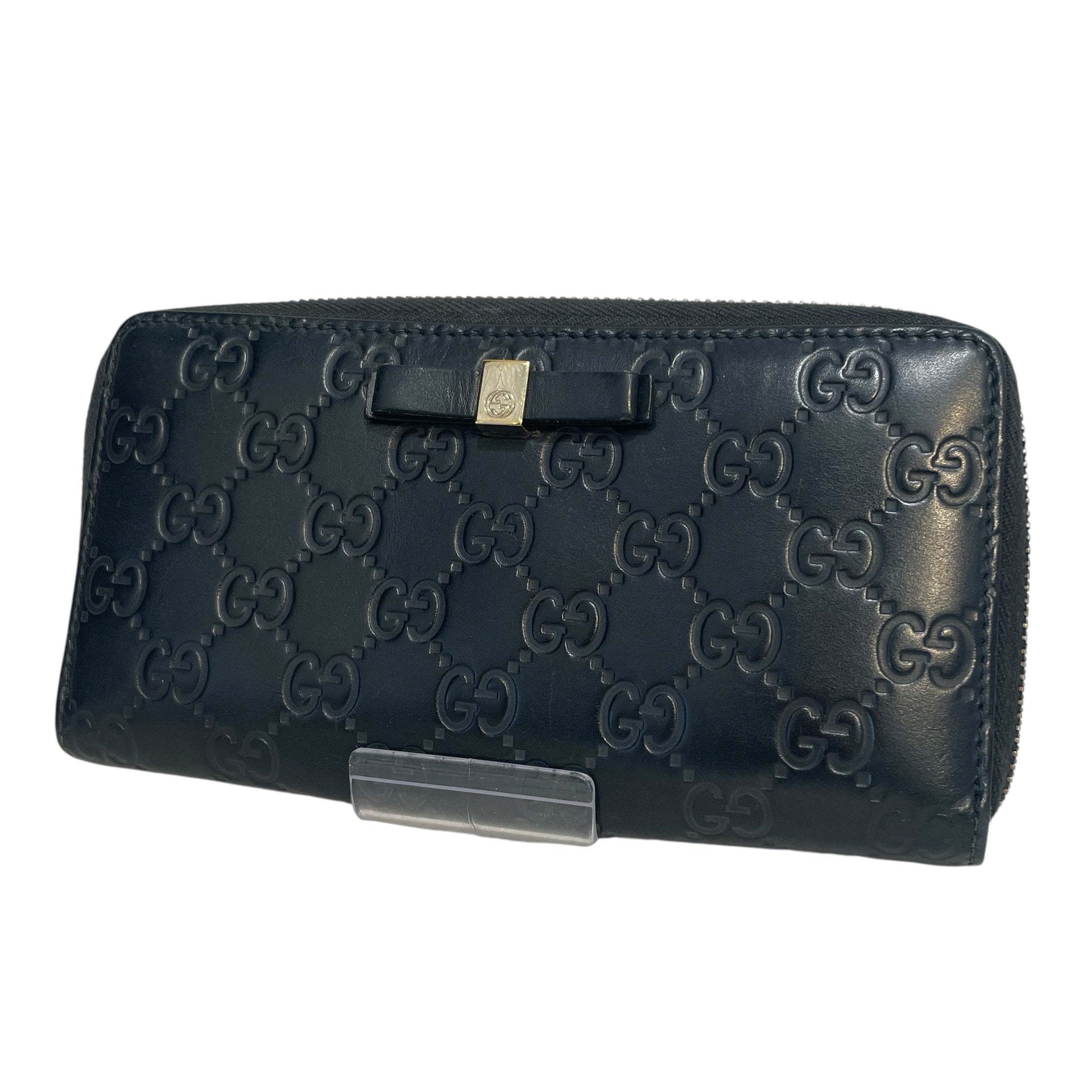 GUCCI/Long Wallet/Monogram/Leather/BLK/Guccissima Zip-Around Bow Long view 1