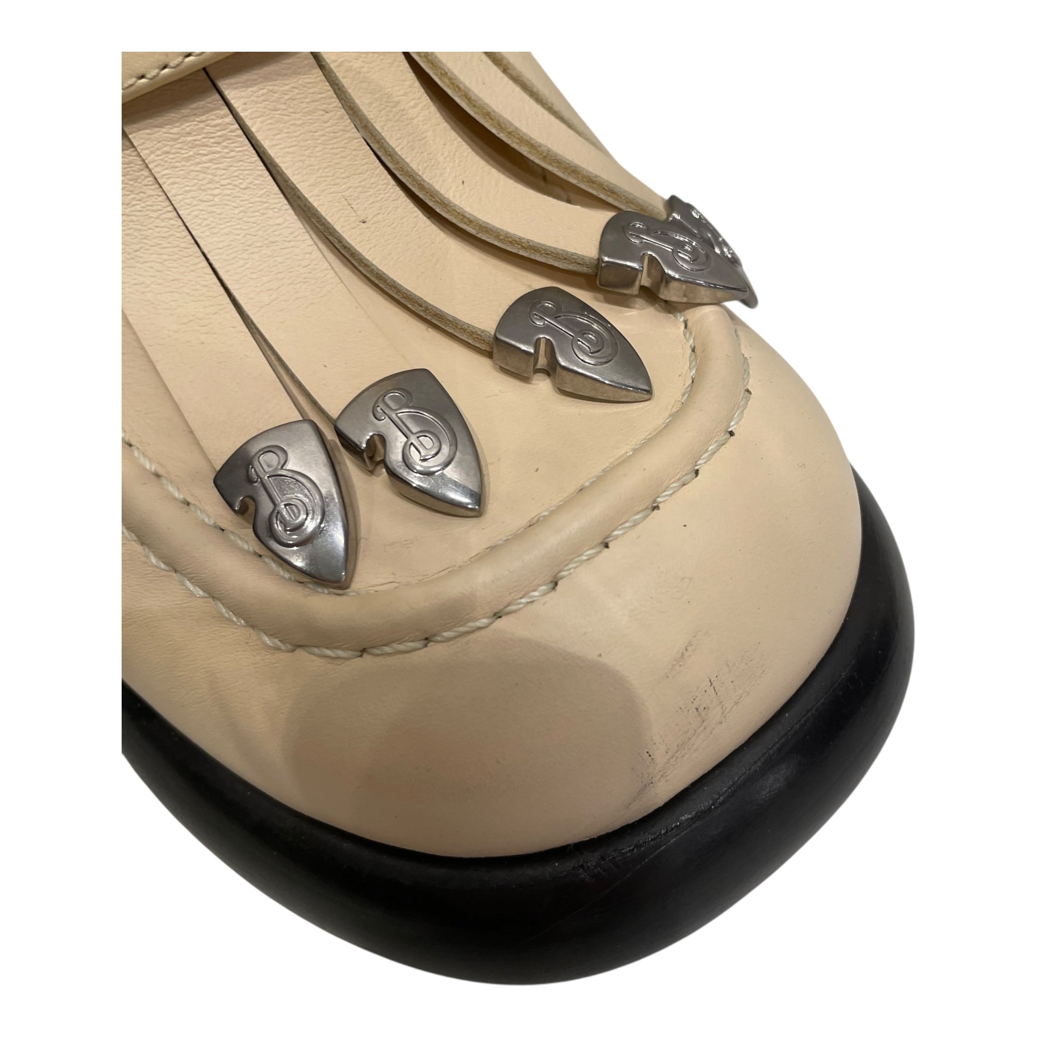 BURBERRY/Heels/EU 38.5/Leather/CRM/METAL TIP FRINGE LOAFER HEEL view 6