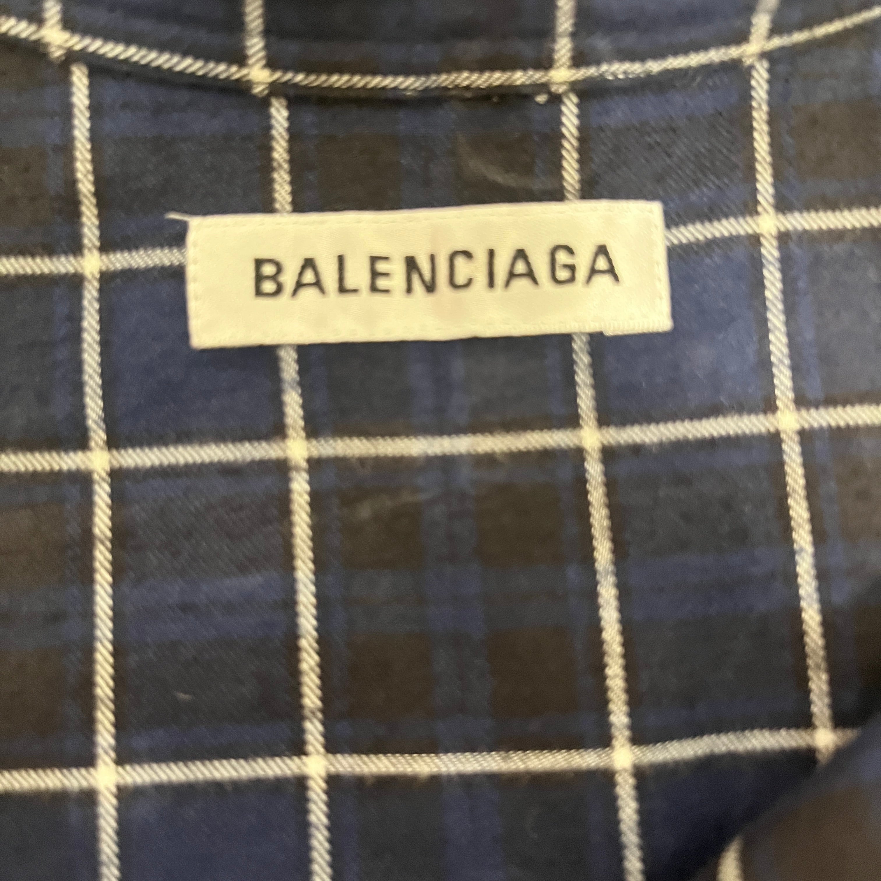 BALENCIAGA/Flannel Shirt/42/Cotton/NVY/JP57 2018 00096 view 3