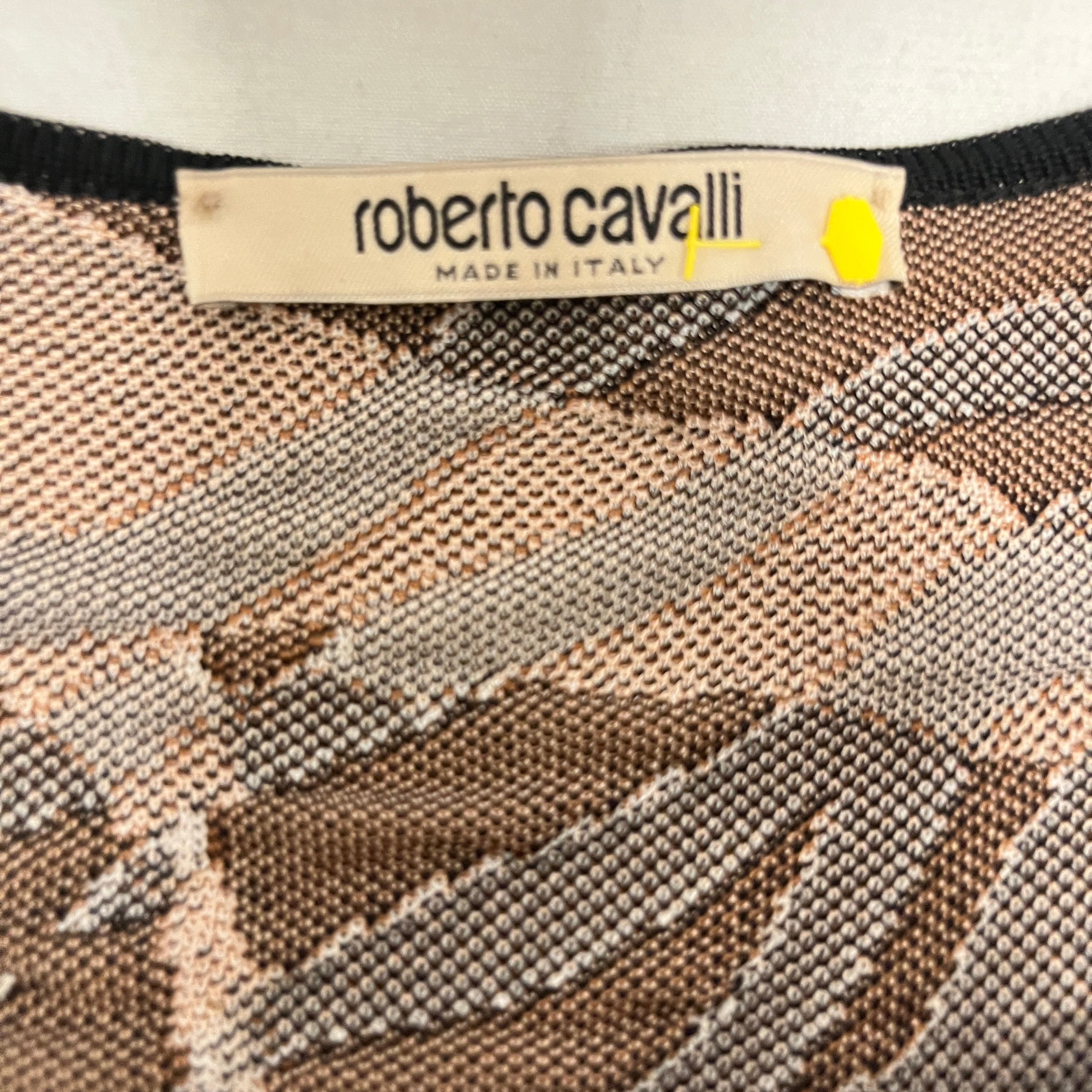 roberto cavalli/SS Dress/42/All Over Print/MLT/Midi Length/ABSTRACT BRW/BLK/WHT view 3