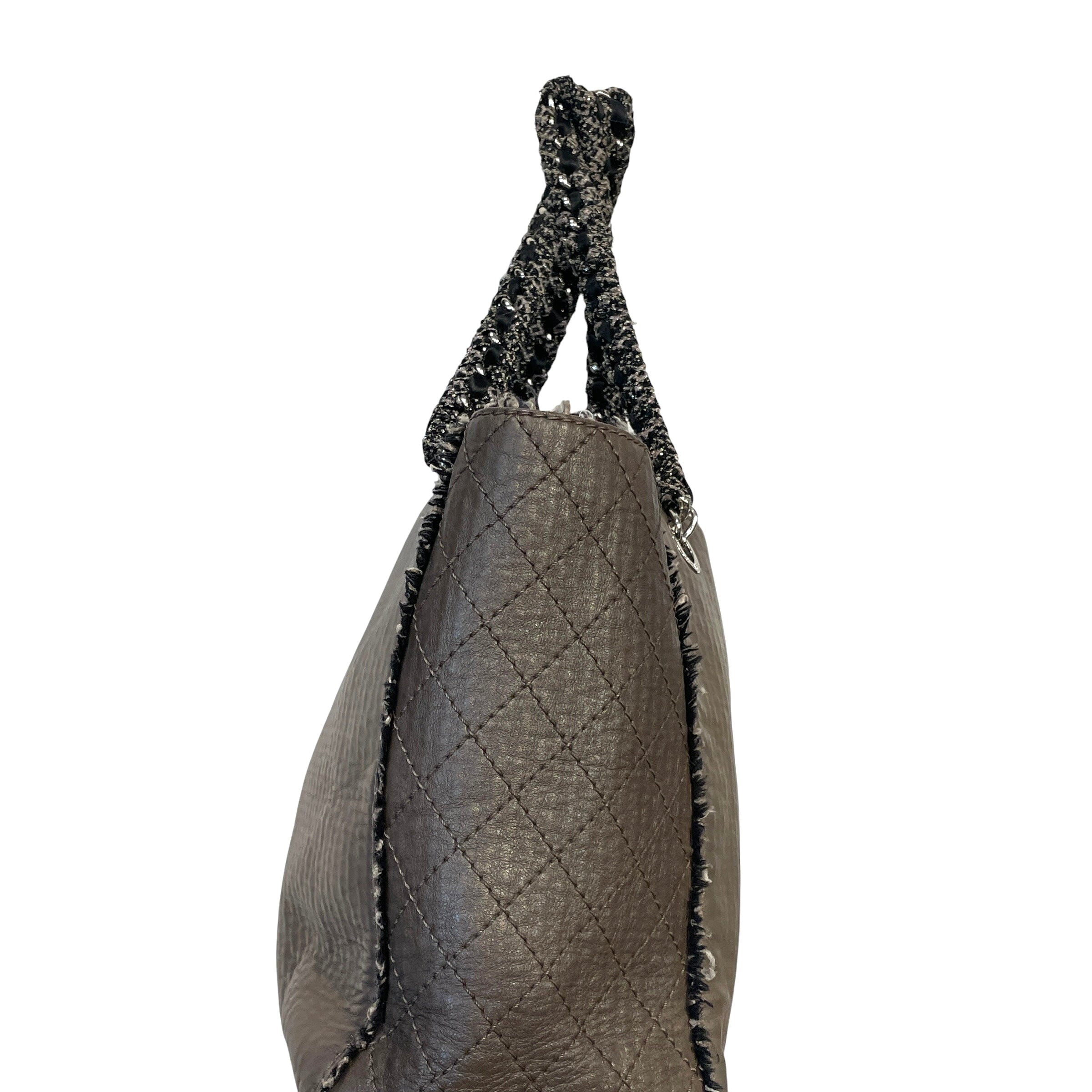 CHANEL/Tote Bag/Leather/BRW/TWEED HANDLE & INNER LINING view 4