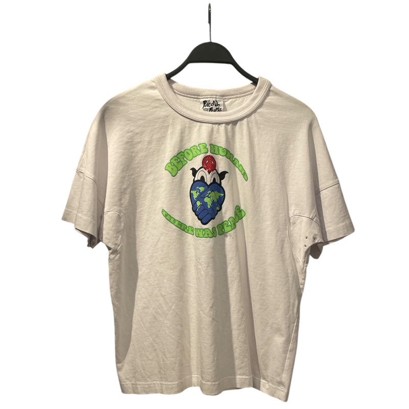 TPP- THE PEACEFUL PEOPLE/T-Shirt/LG/Cotton/WHT/Graphic/EARTH HEWA GRAPHIC