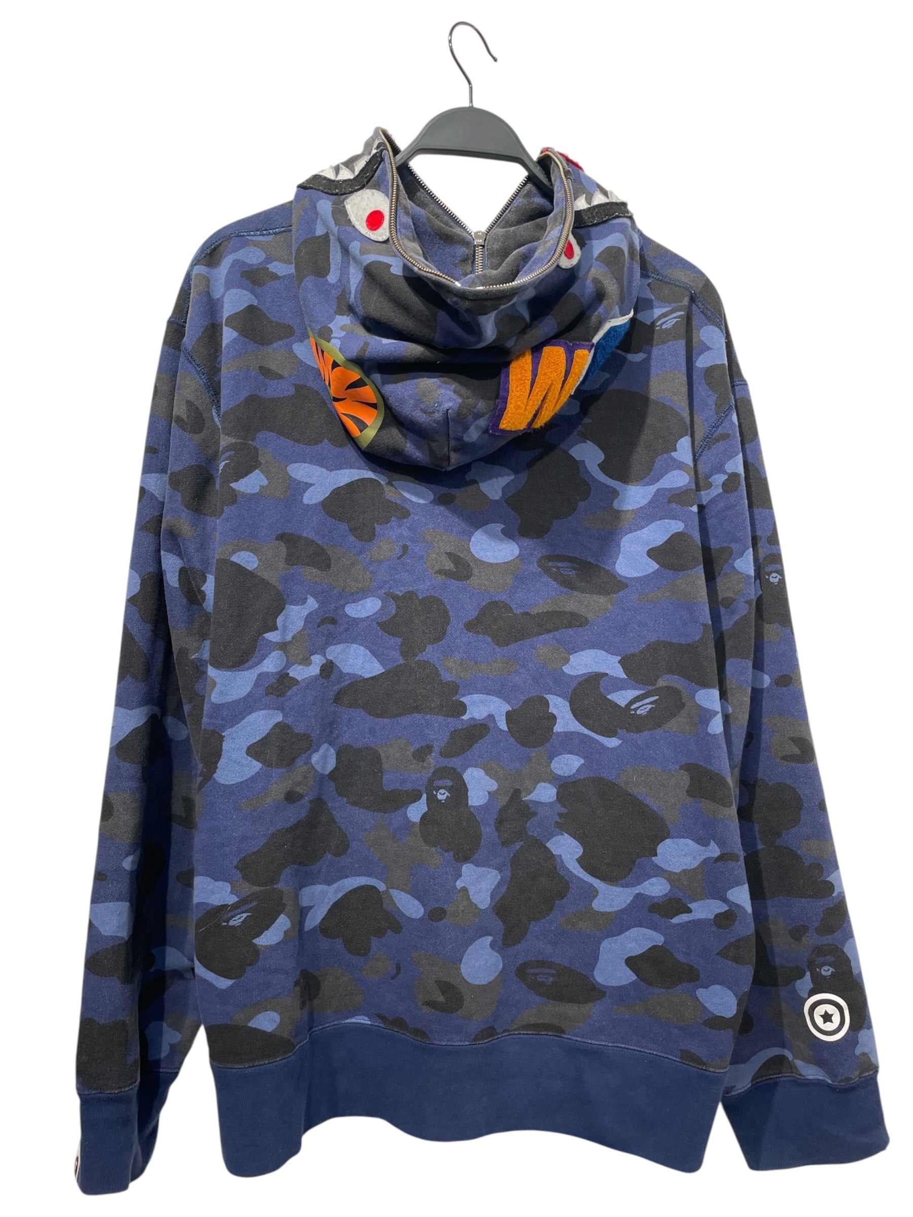 A BATHING APE/Zip Up Hoodie/XXL/Camouflage/Cotton/NVY/BAPE Full Zip Camo Shark Hood view 2