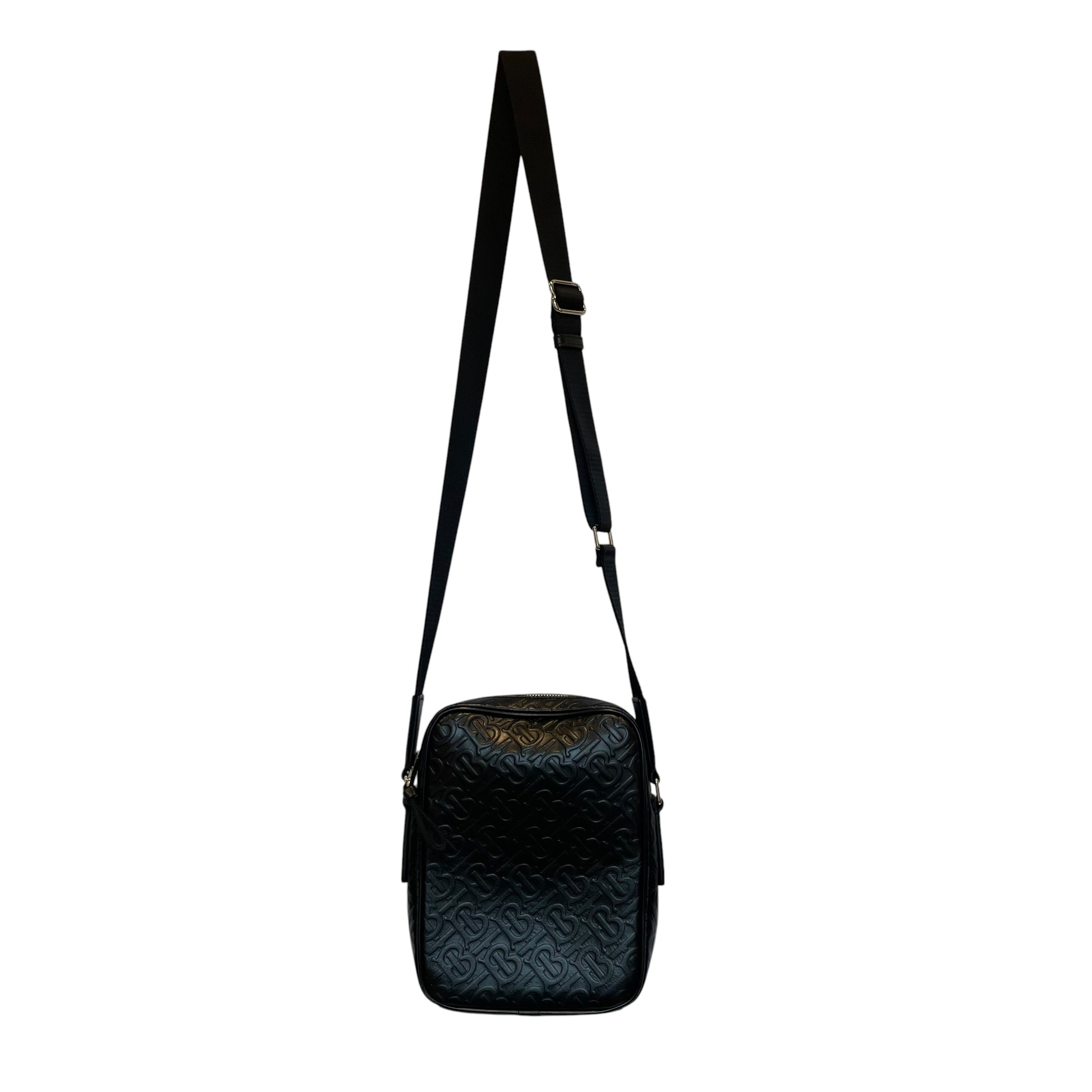 BURBERRY/Cross Body Bag/Leather/BLK/EMBOSSED TB/SLVR HARDWARE view 2