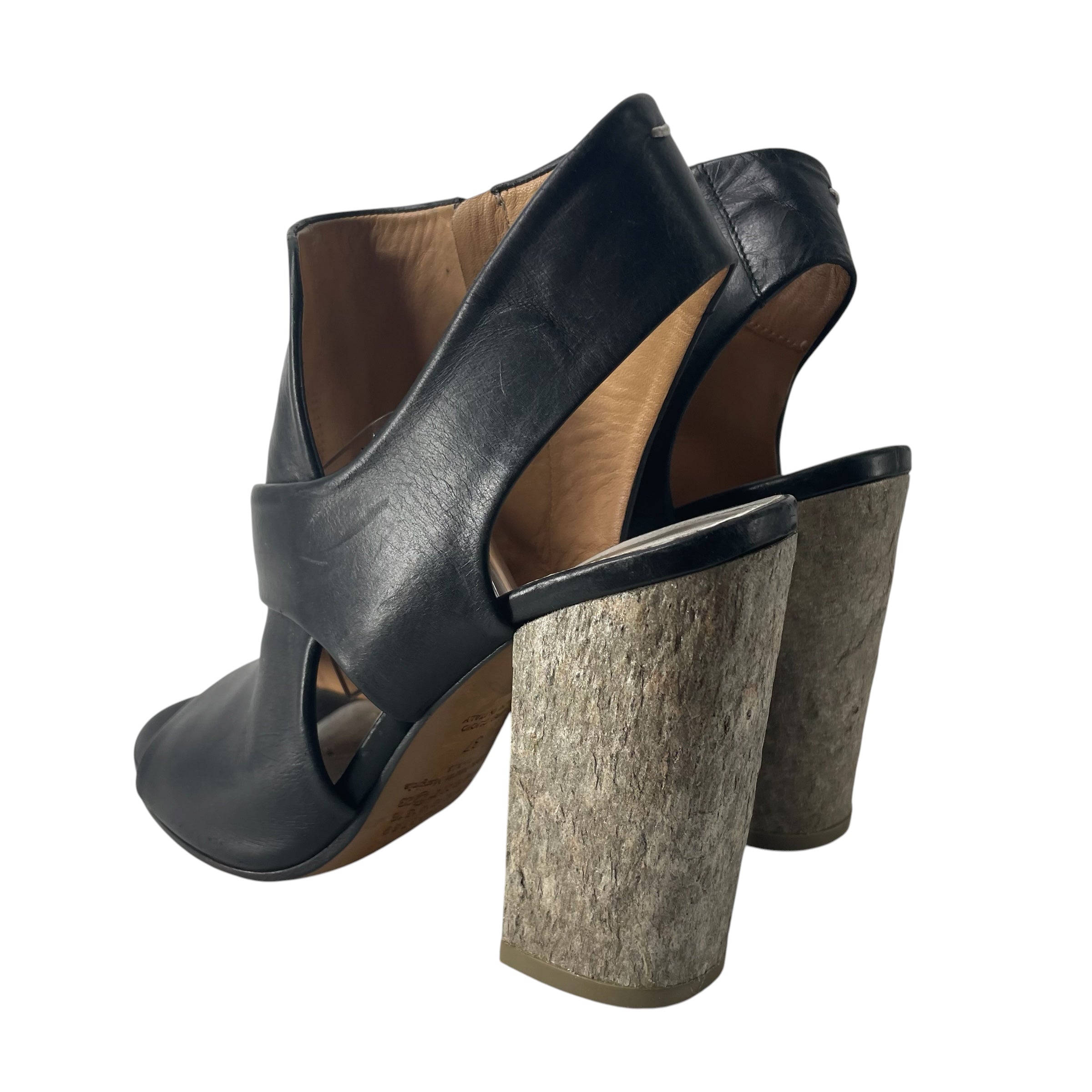 Maison Margiela/Heels/EU 37/Leather/BLK/PEEP TOE STONE HEEL view 3