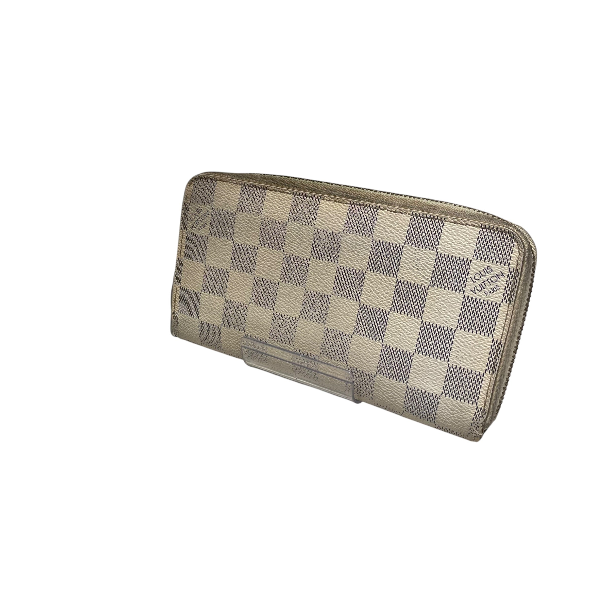 LOUIS VUITTON/Long Wallet/Leather/WHT/L's/Damier Azur Zippy view 1