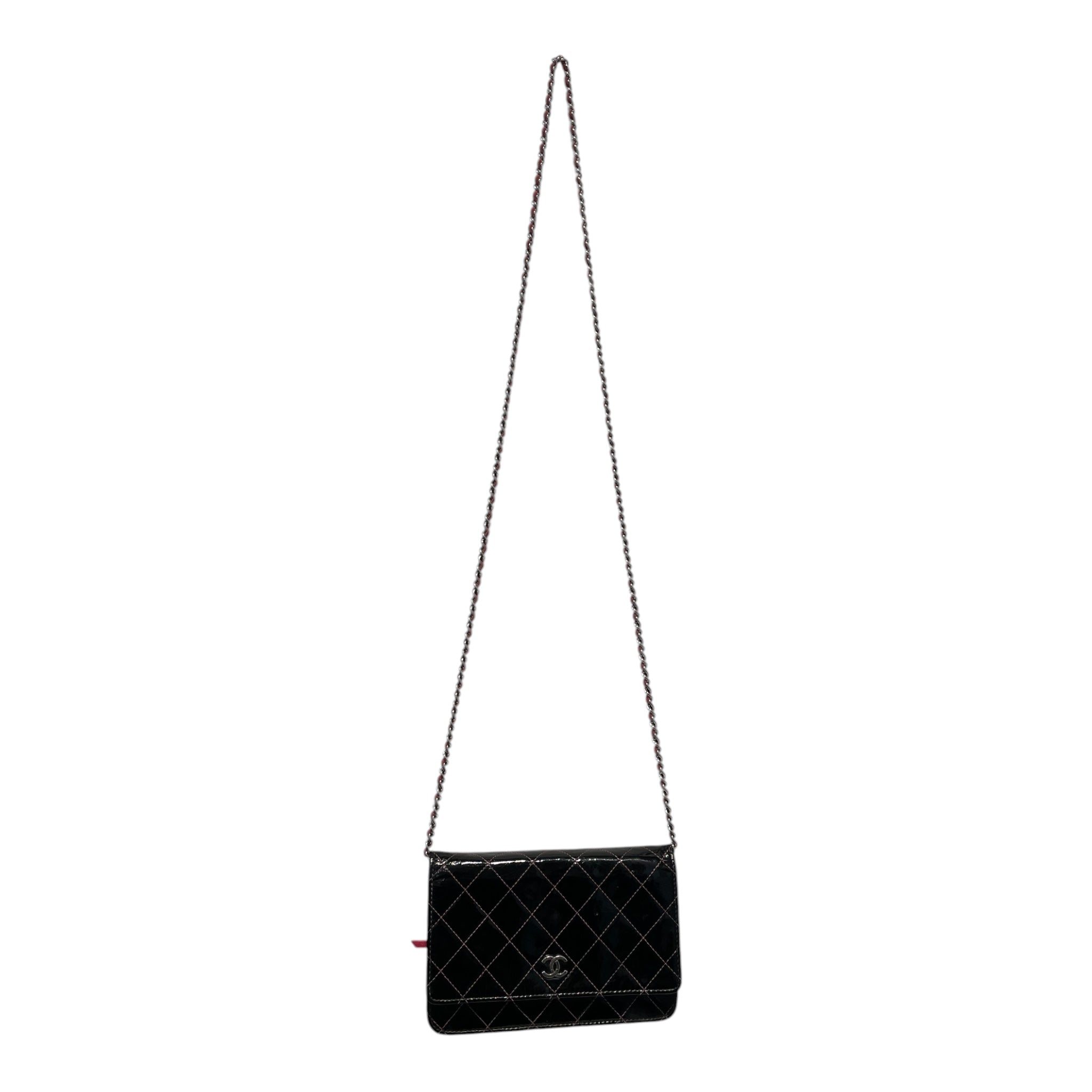 CHANEL/Cross Body Bag/Leather/BLK/Pink and Black Wallet on chain view 3