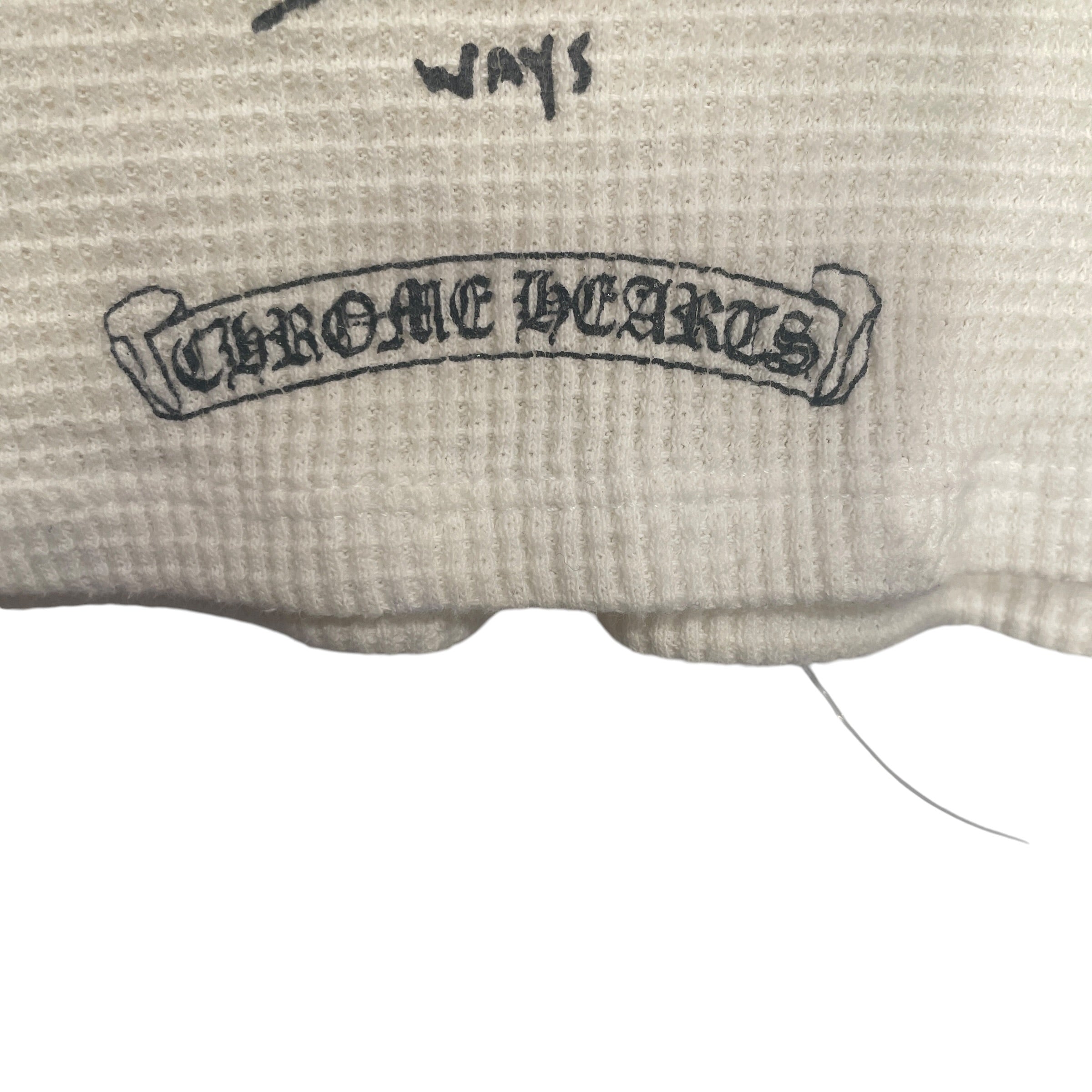 CHROME HEARTS/T-Shirt/S/Cotton/WHT/WAFFLE KNIT CROP TOP view 3
