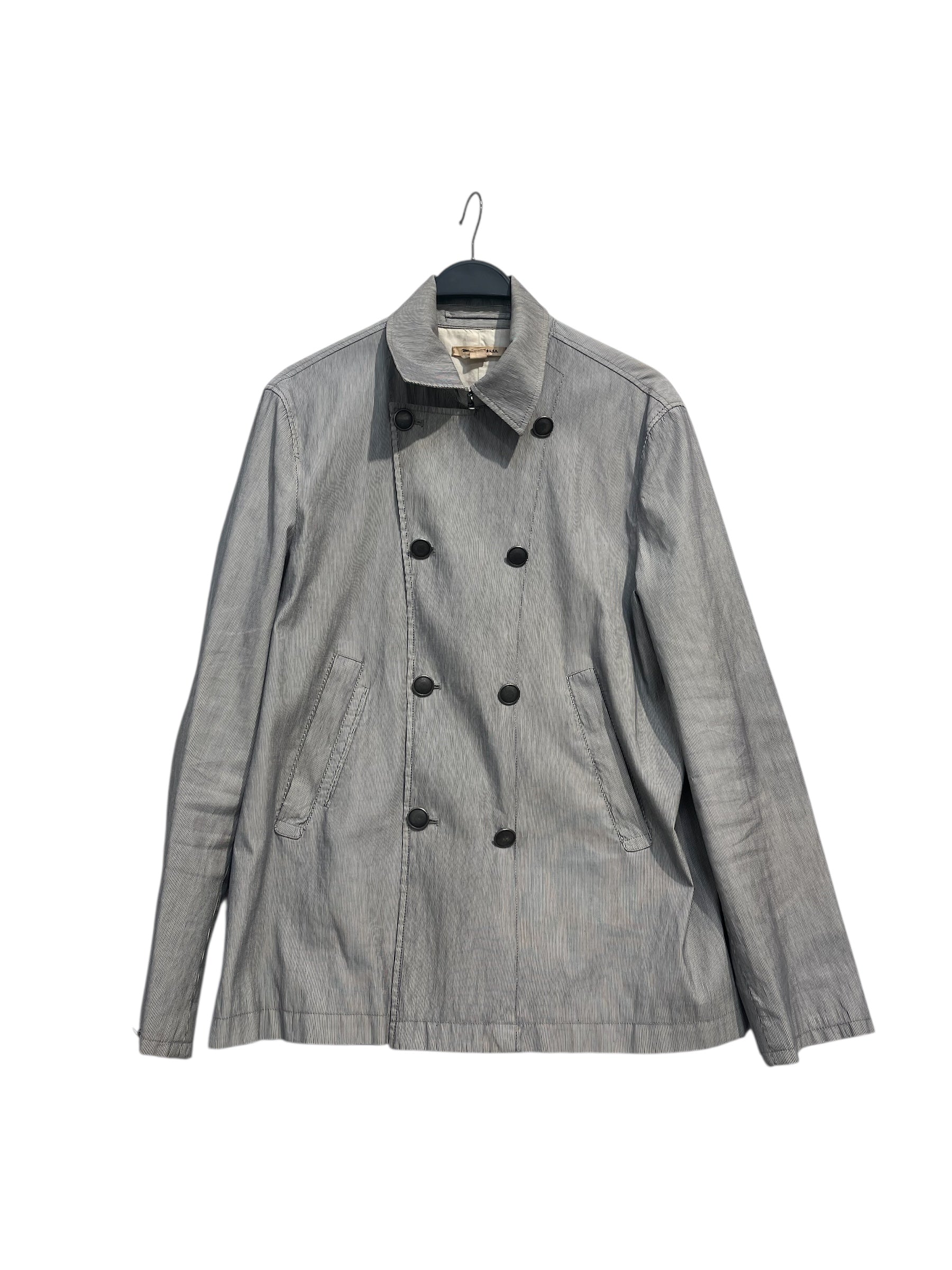 JOHN VARVATOS USA/Jacket/M/Cotton/GRY/Stripe/DOUBLE BREASTED-NAPOLEAN view 1