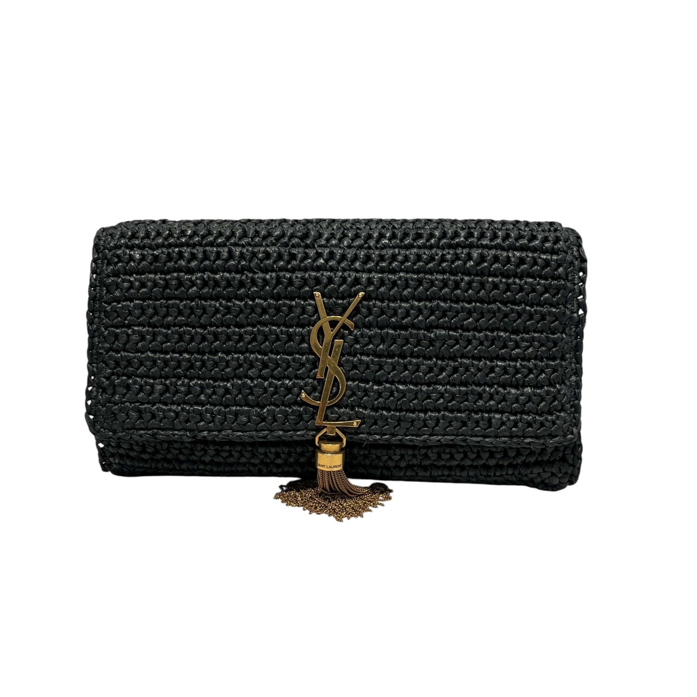 YVES SAINT LAURENT/Hand Bag/BLK/RAFFA SHOULDER BAG WOVEN GOLD view 1