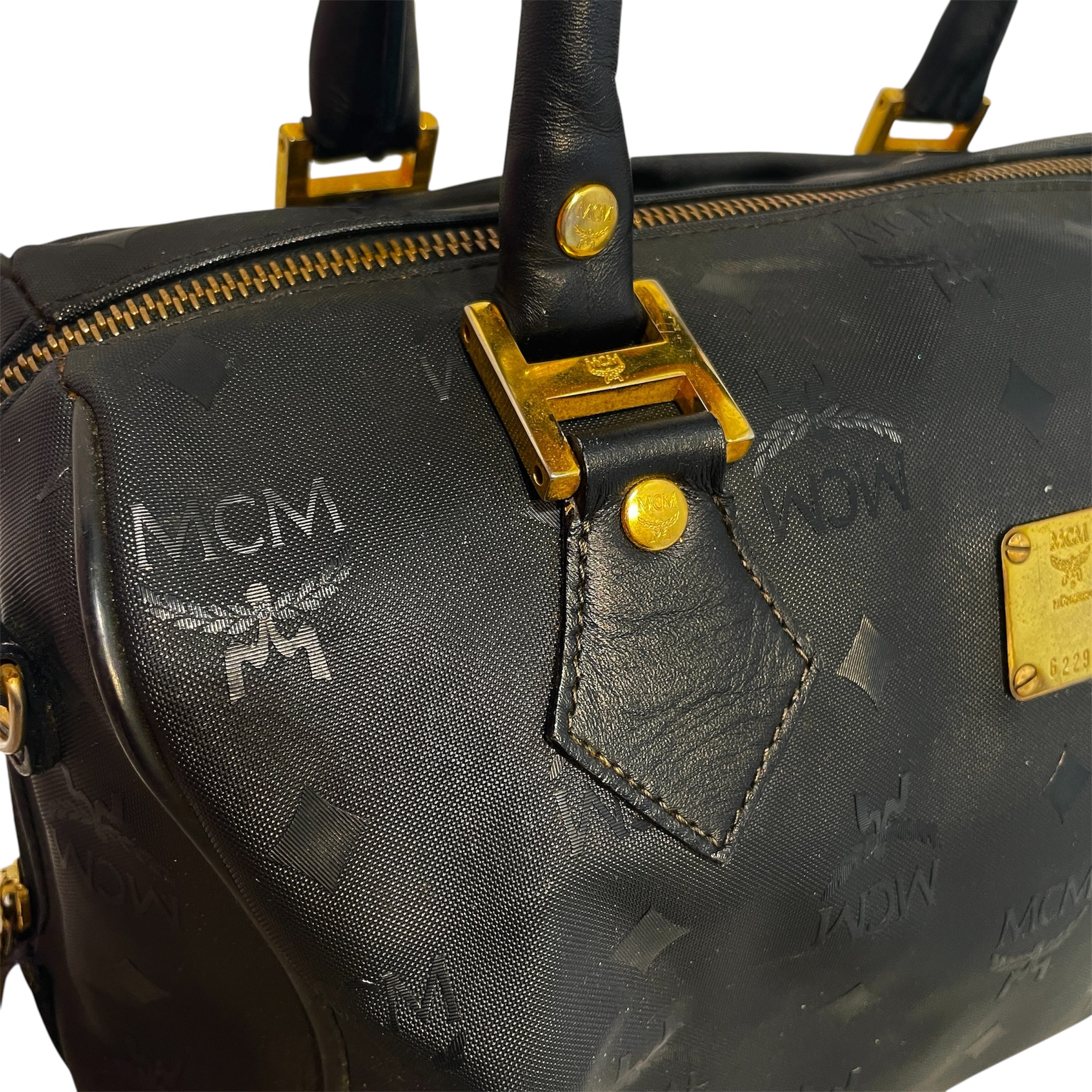 MCM/Hand Bag/Monogram/Nylon/BLK/Mongram Top Handle Bag view 6