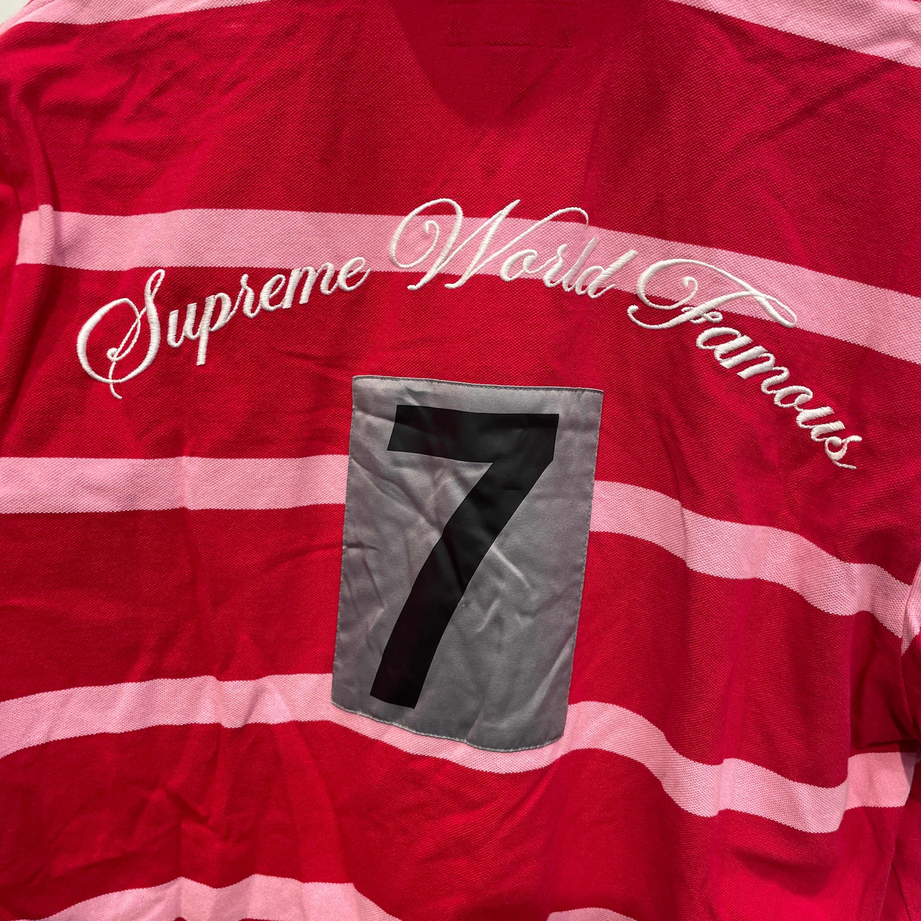 Supreme/Polo Shirt/L/Cotton/RED/Stripe/PNK STRIPE #7 WORLD FAMOUS view 5