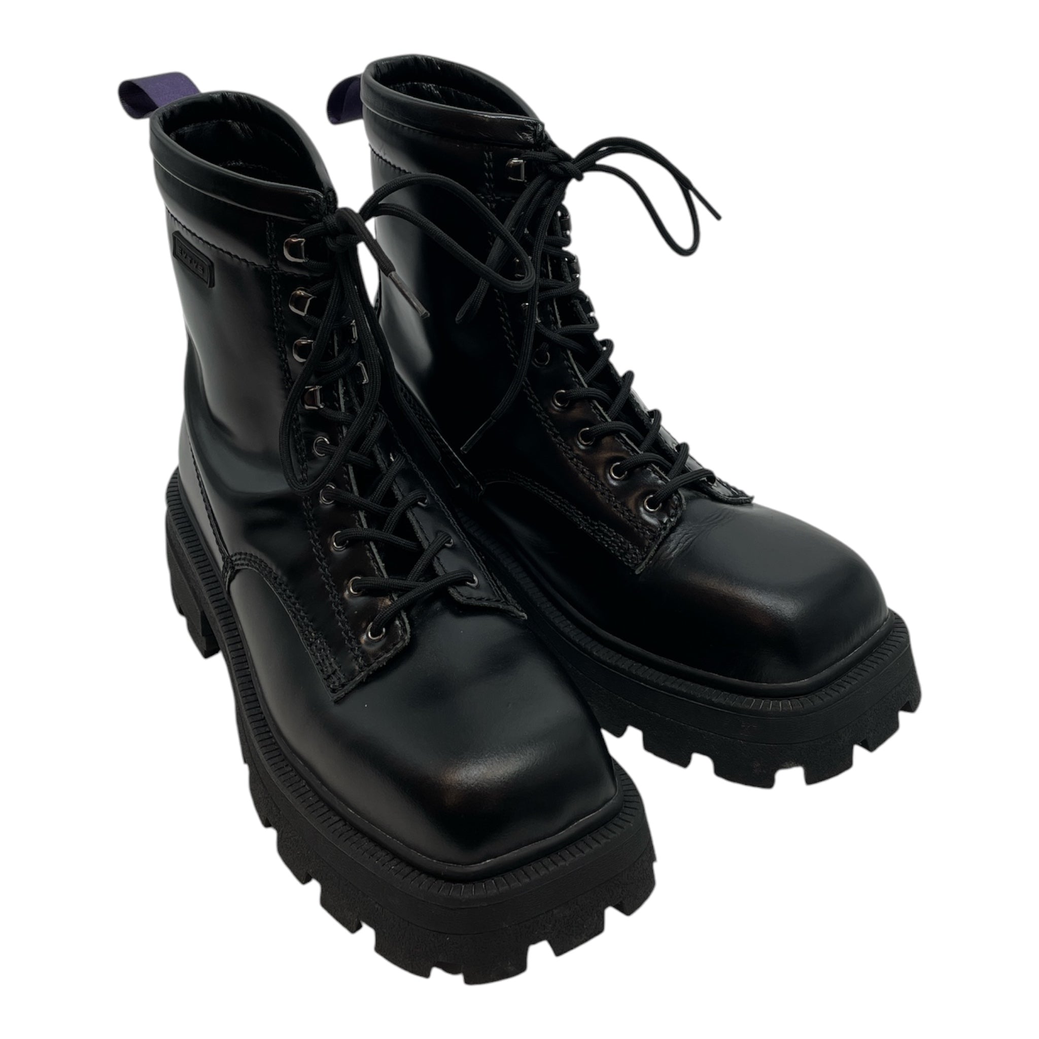 EYTYS/Boots/US 11.5/Leather/BLK/CLUNKY/PURPLE BACK TAB view 1