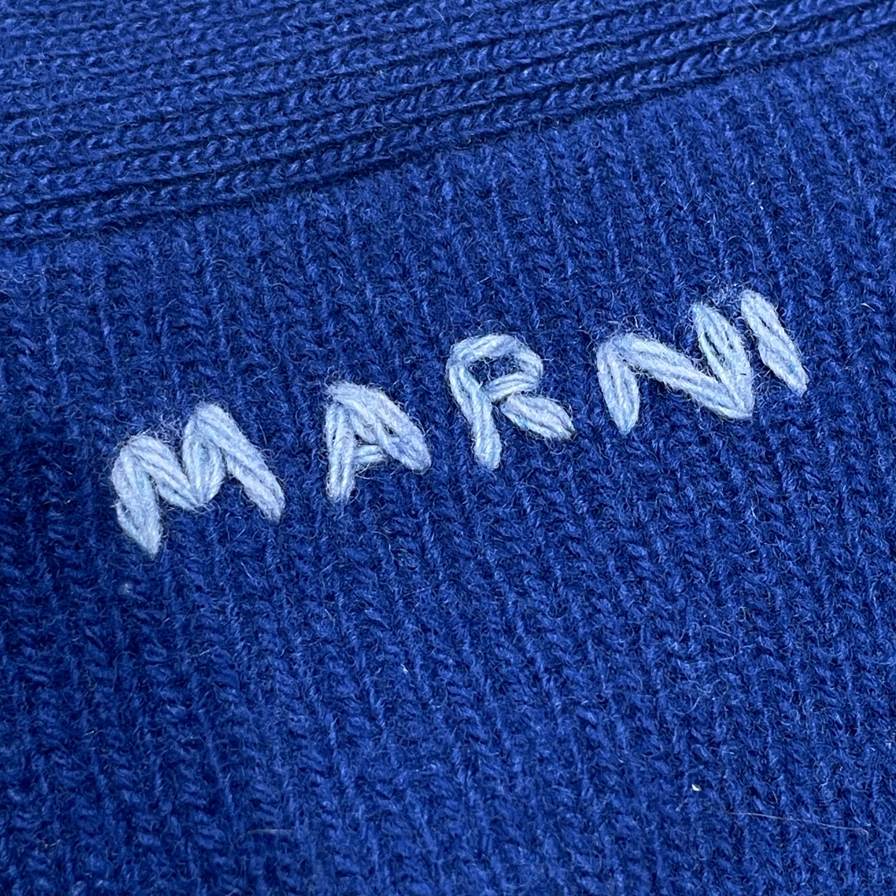 MARNI/Cardigan/36/Wool/BLU/BLU/NVY SPLIT CROP CARDIGAN view 4