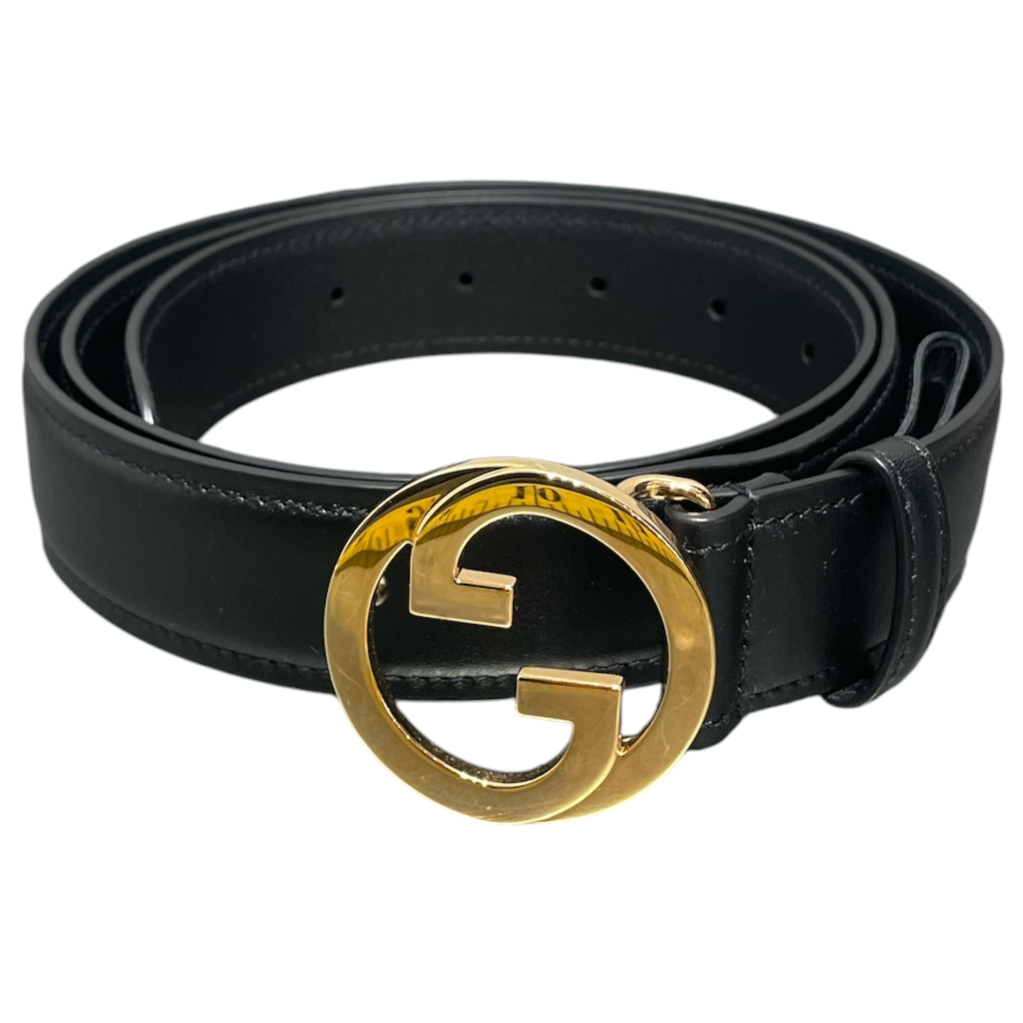 GUCCI/Belt/Leather/BLK/L's/GG belt interlocking g buckle view 1