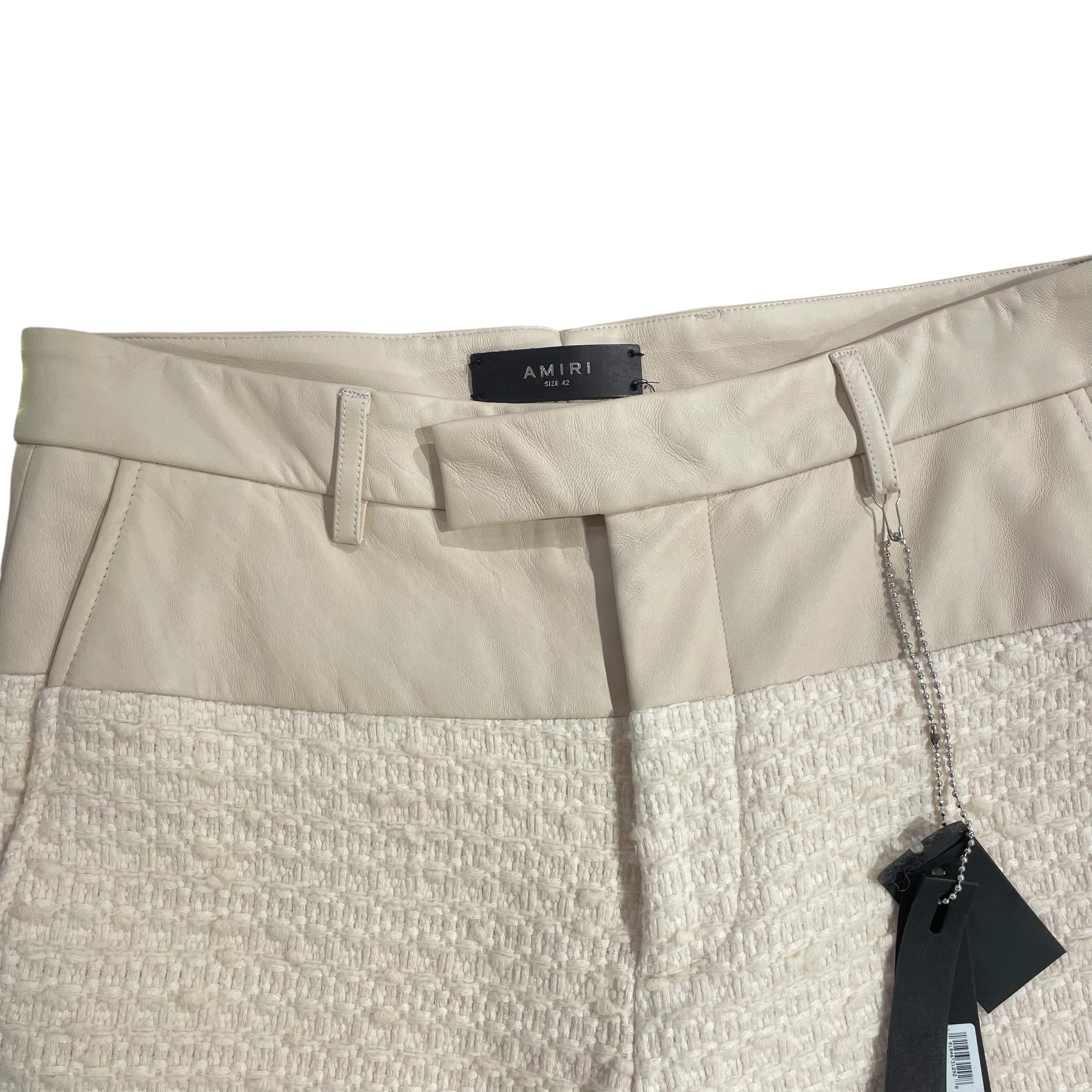 AMIRI/Bootcut Pants/42/Cotton/CRM/COTTON BLEND\LEATHER TRIM view 4