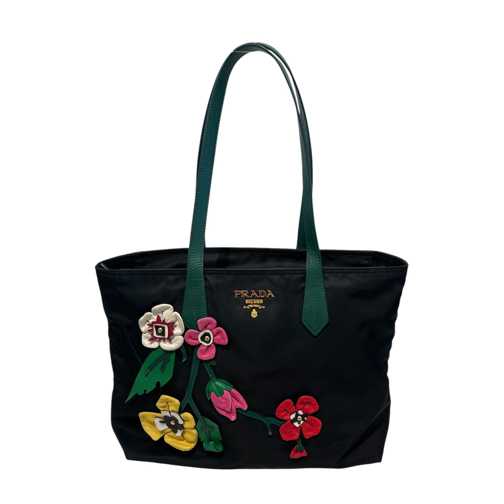 PRADA/Hand Bag/Floral Pattern/Nylon/BLK/NO. 110 Flowers Tessuto M view 1
